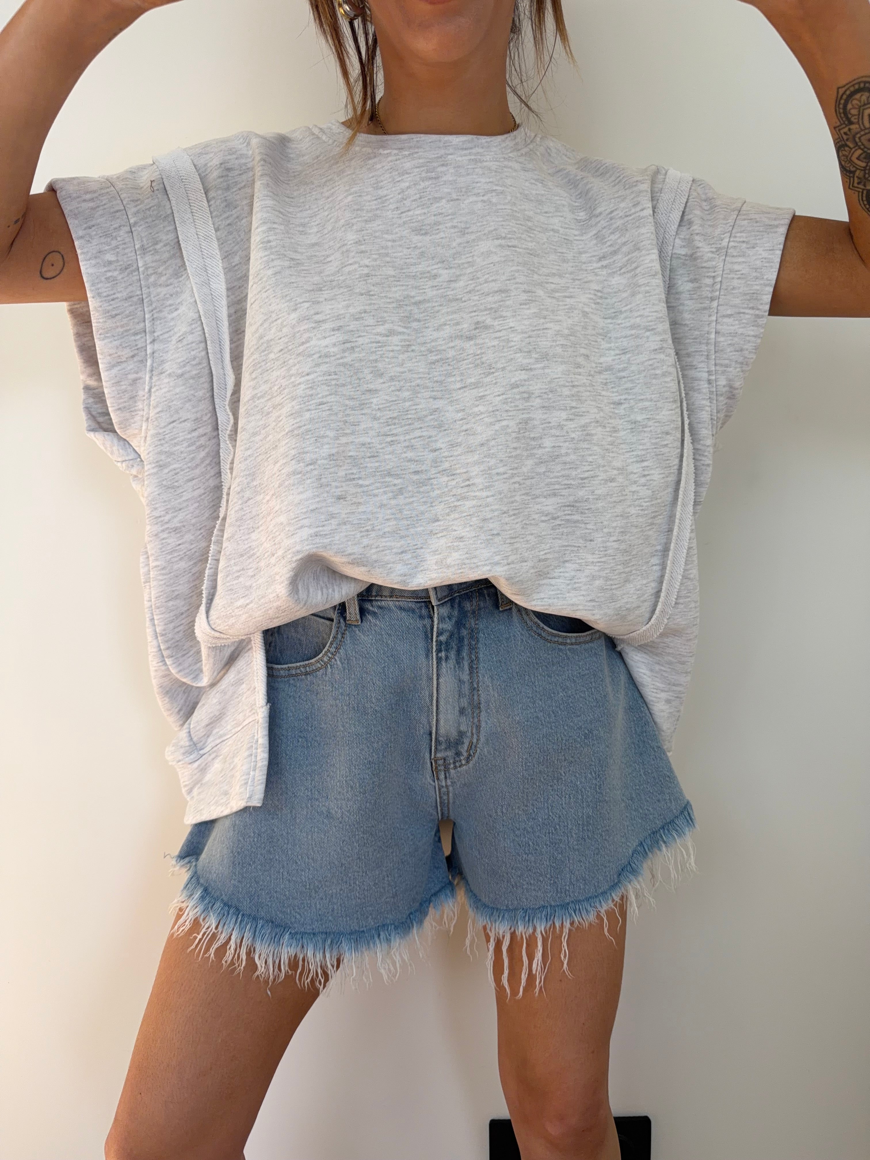 Sweat sans manche - gris chiné