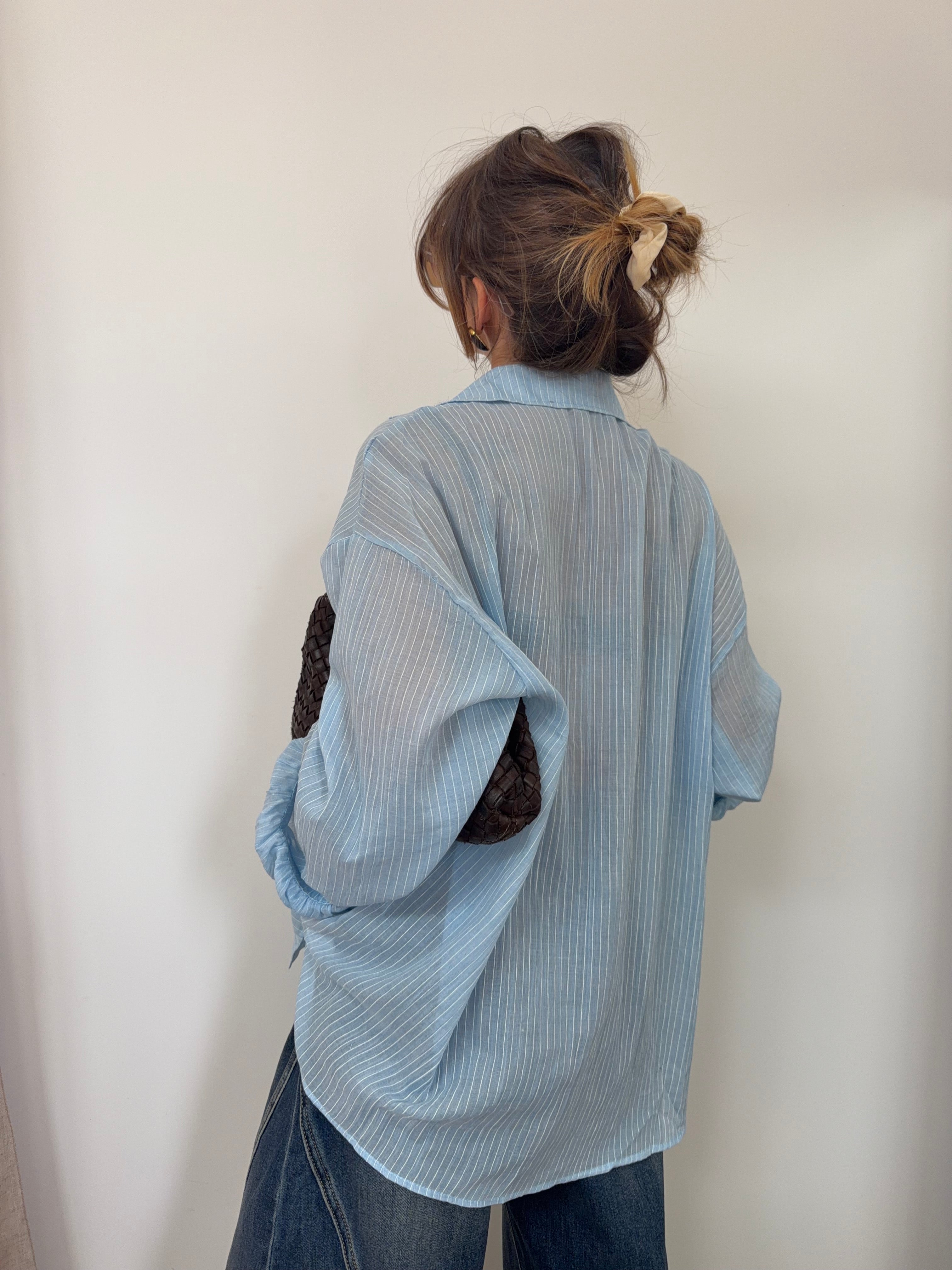 Chemise oversize rayée - bleu clair