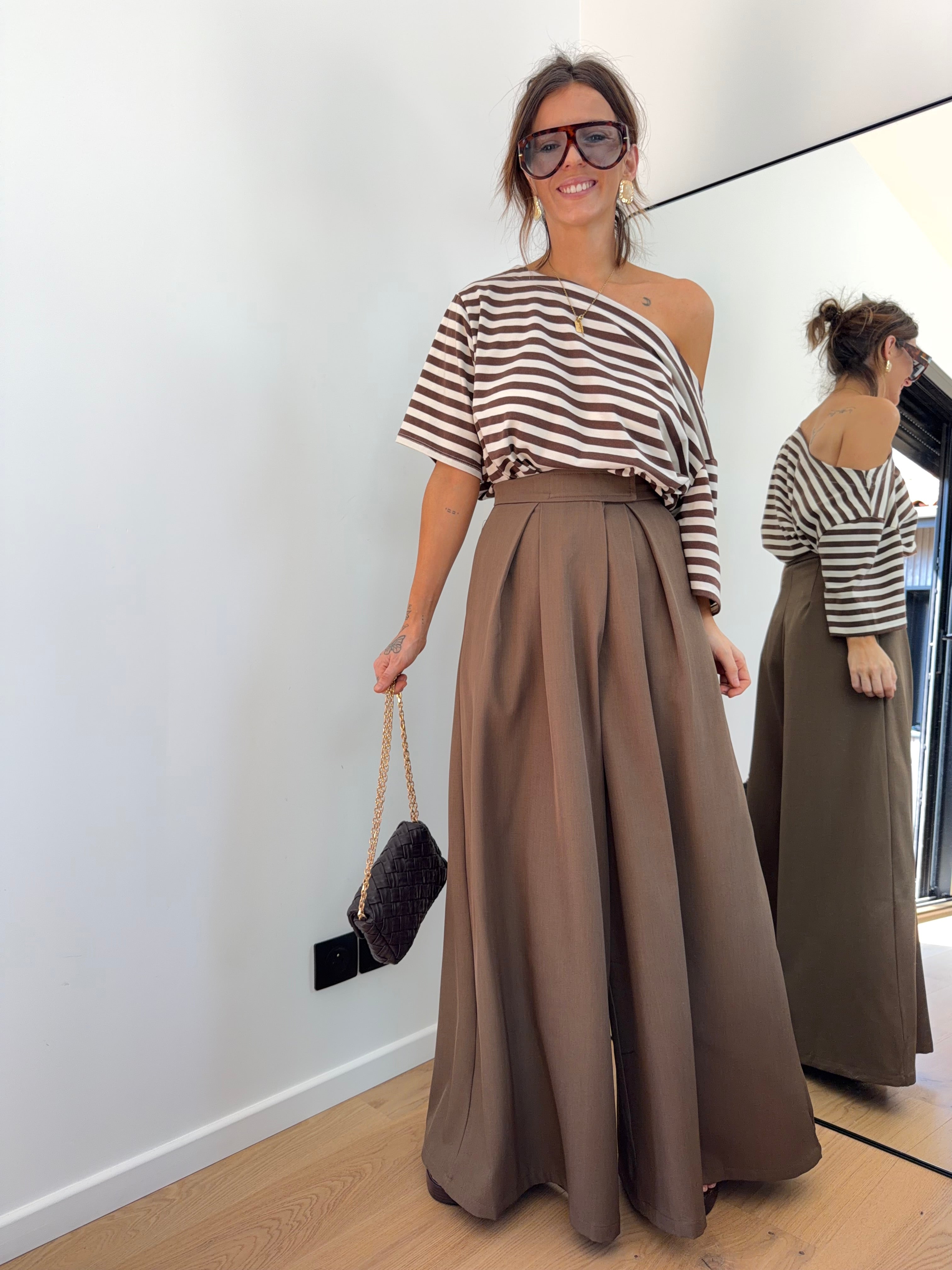 Pantalon à scratch - chocolat