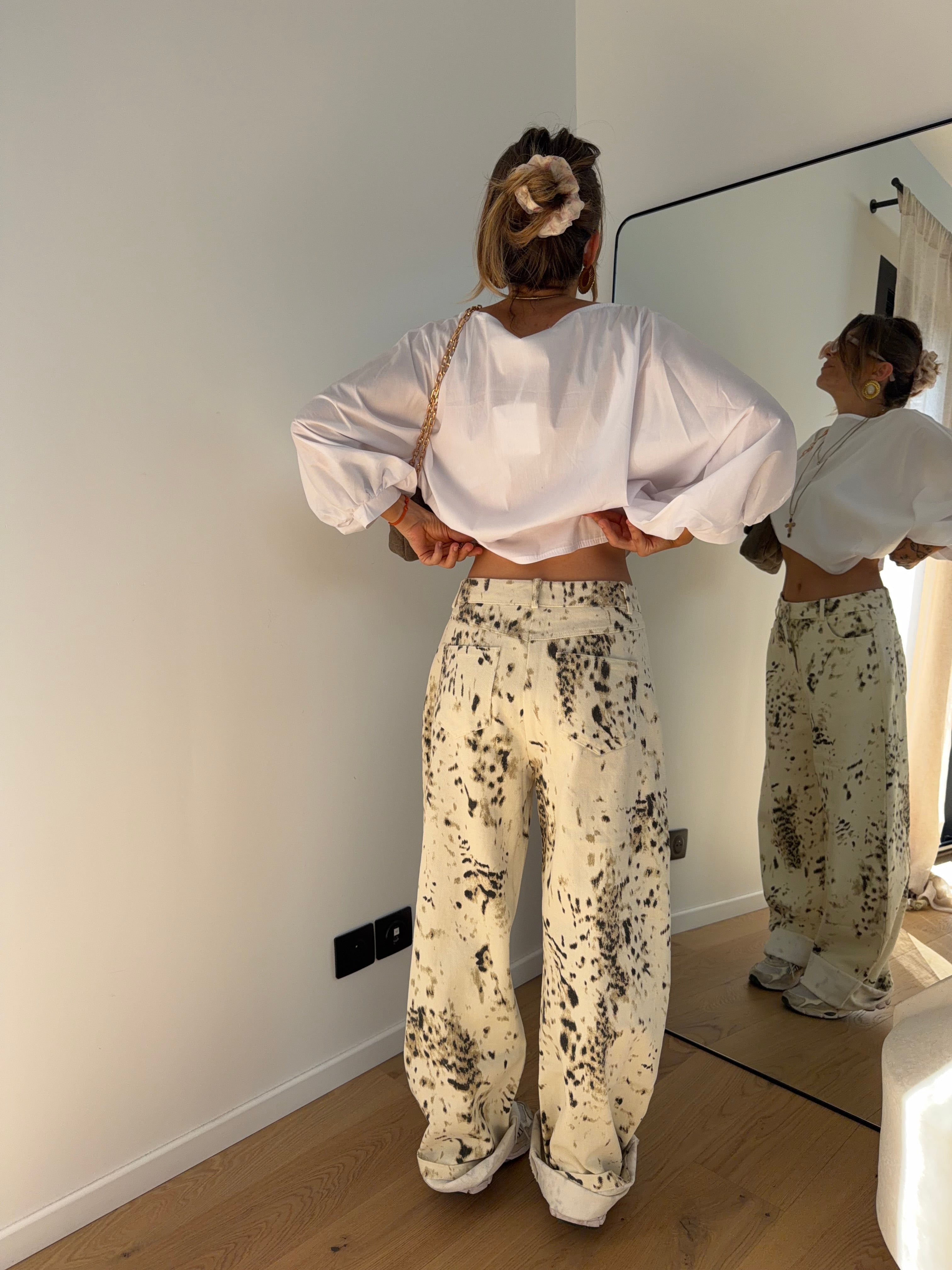 Jeans à motifs Lou - beige