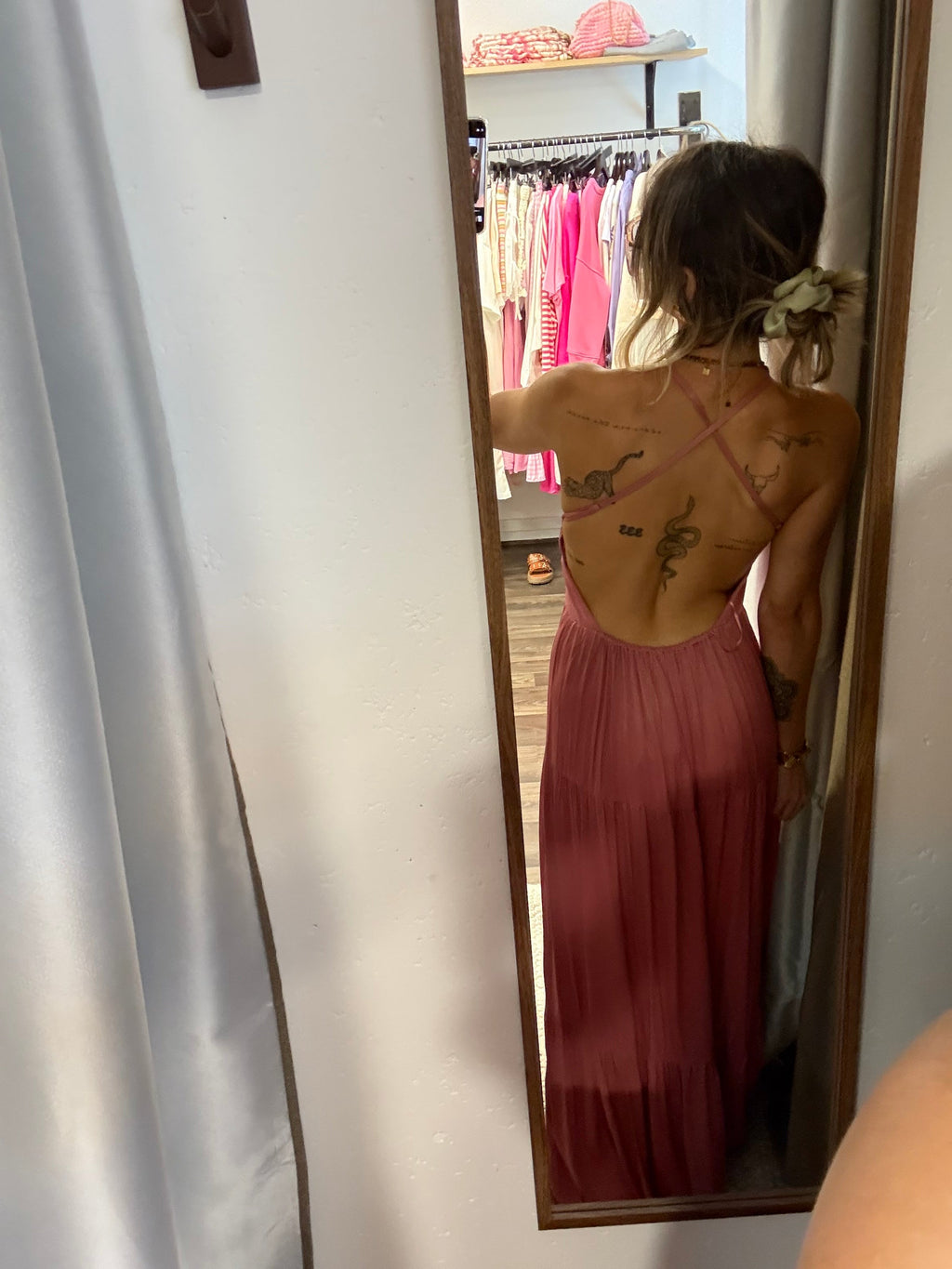 Robe longue dos nu - rose