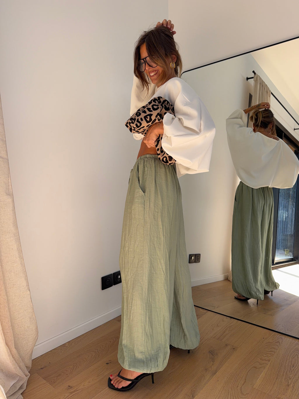 Pantalon en viscose - vert d'eau