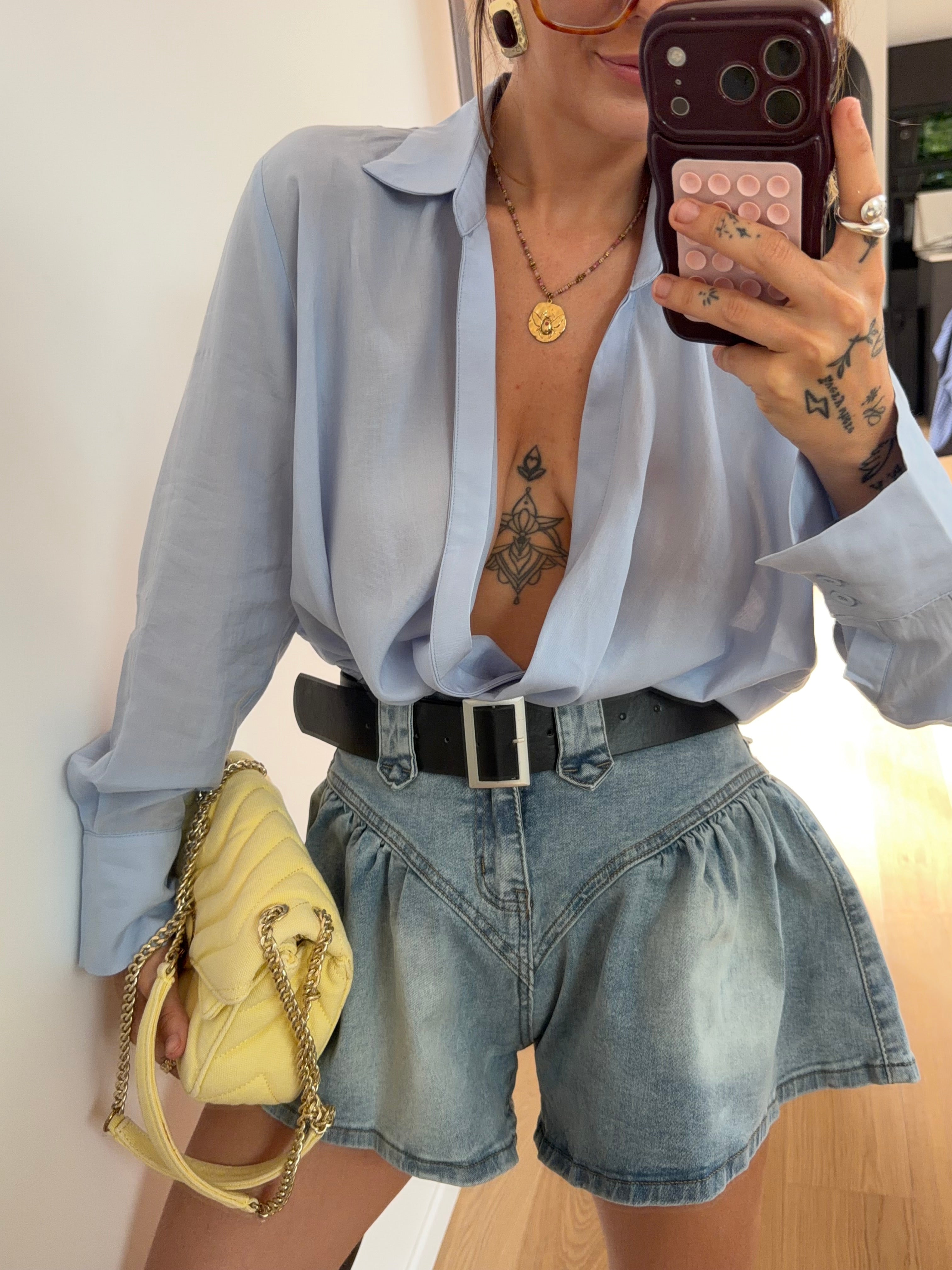 Blouse cache cœur - bleu ciel
