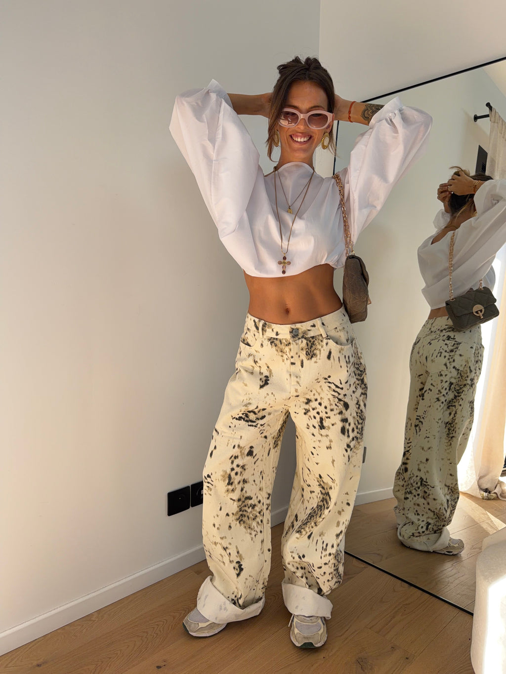Jeans à motifs Lou - beige
