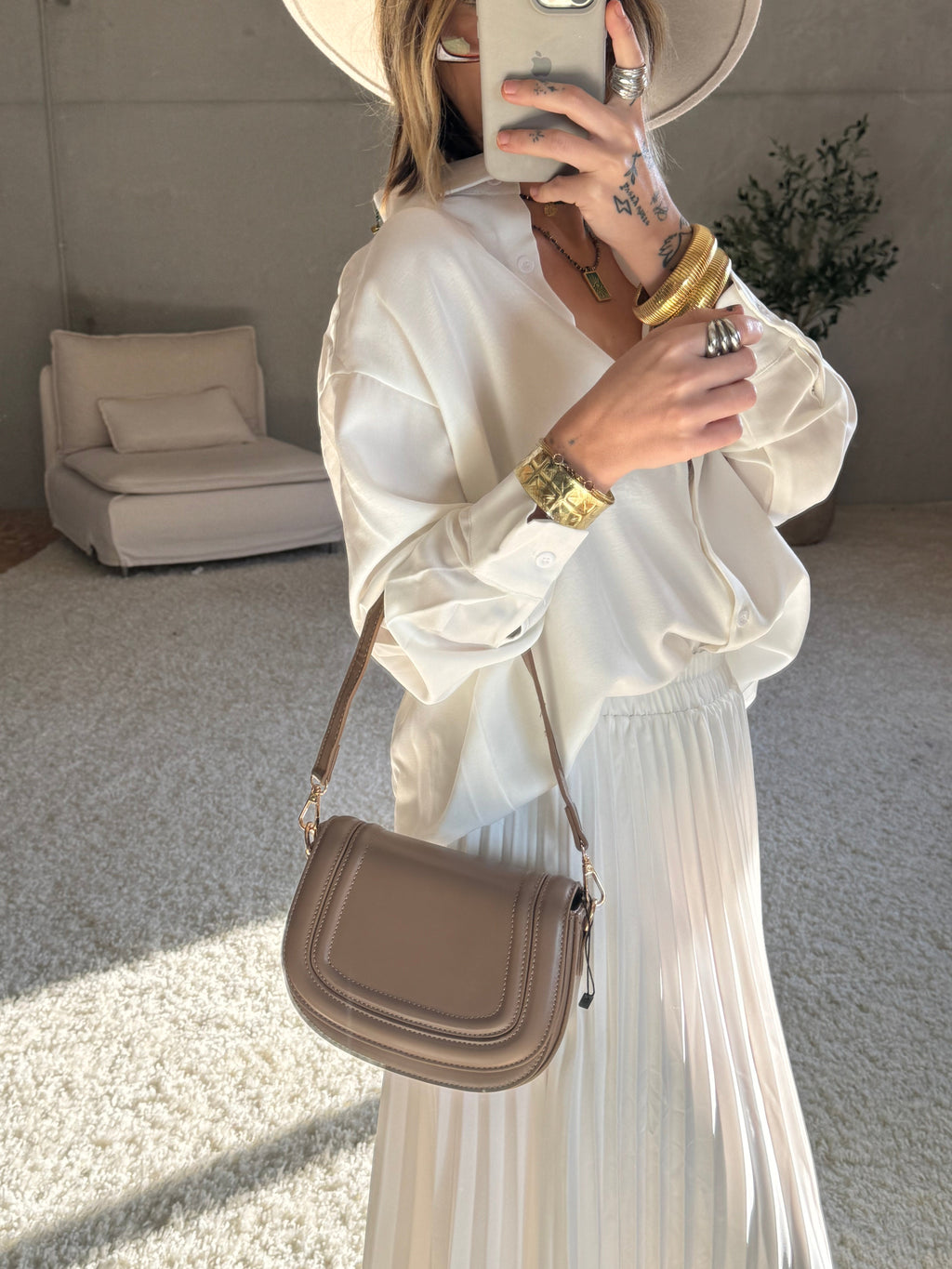 Sac à bandoulière taupe -Maria