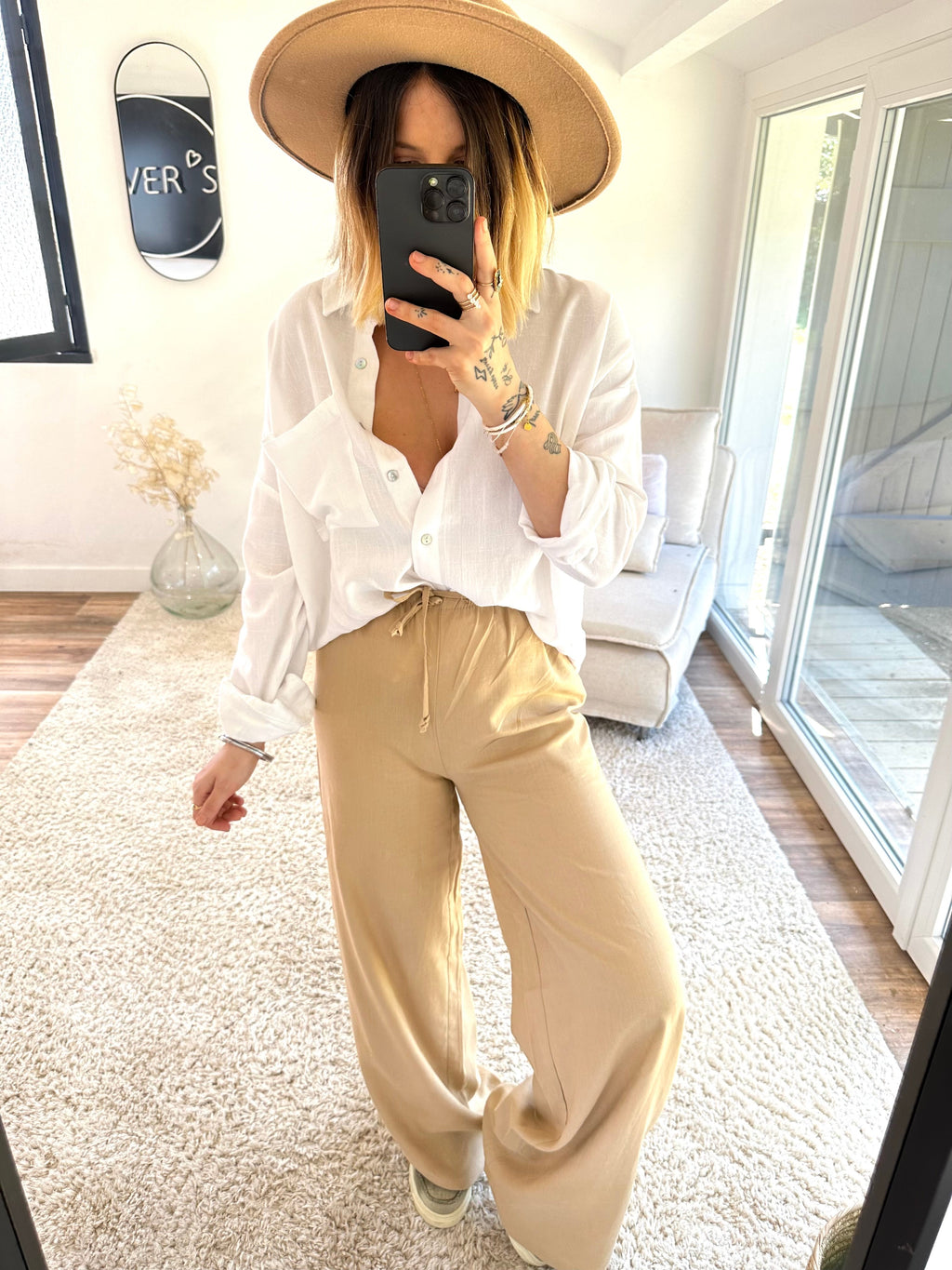 PANTALON LIN - CAMEL