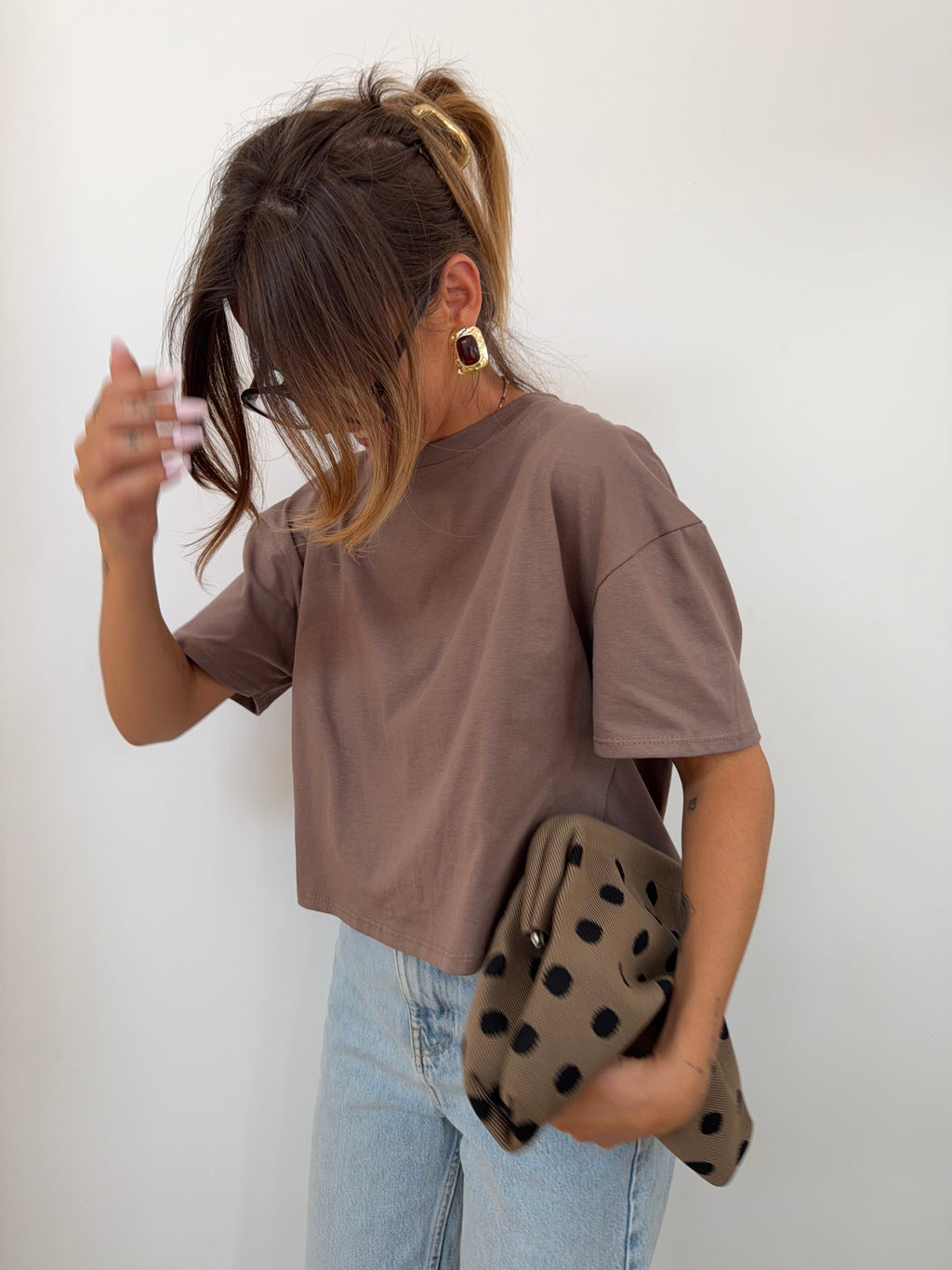 Pochette - à pois taupe