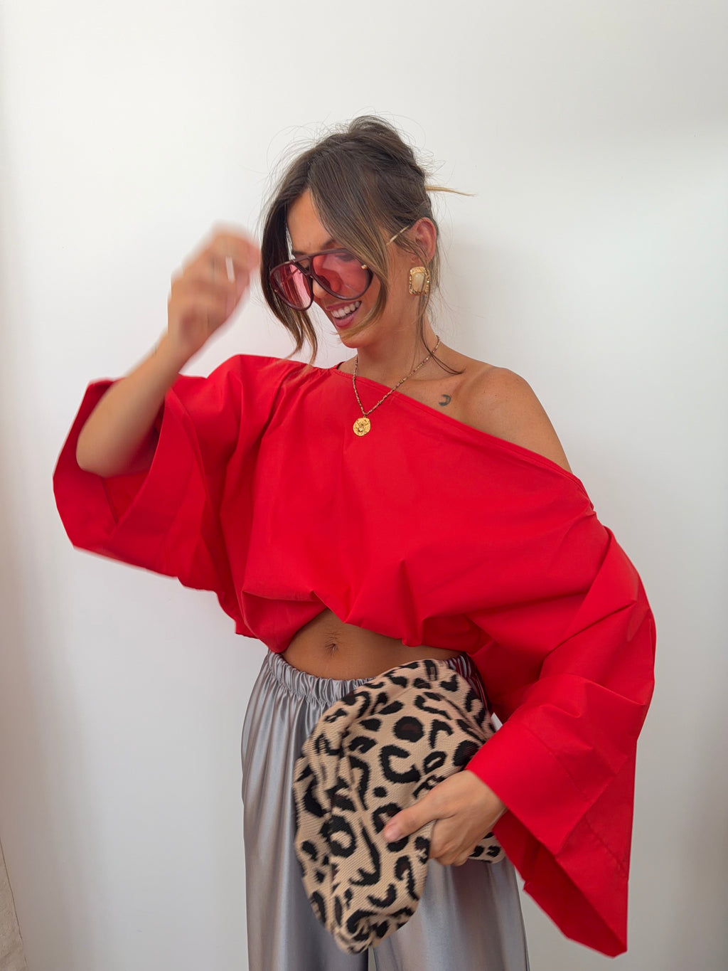 Blouse asymétrique - rouge
