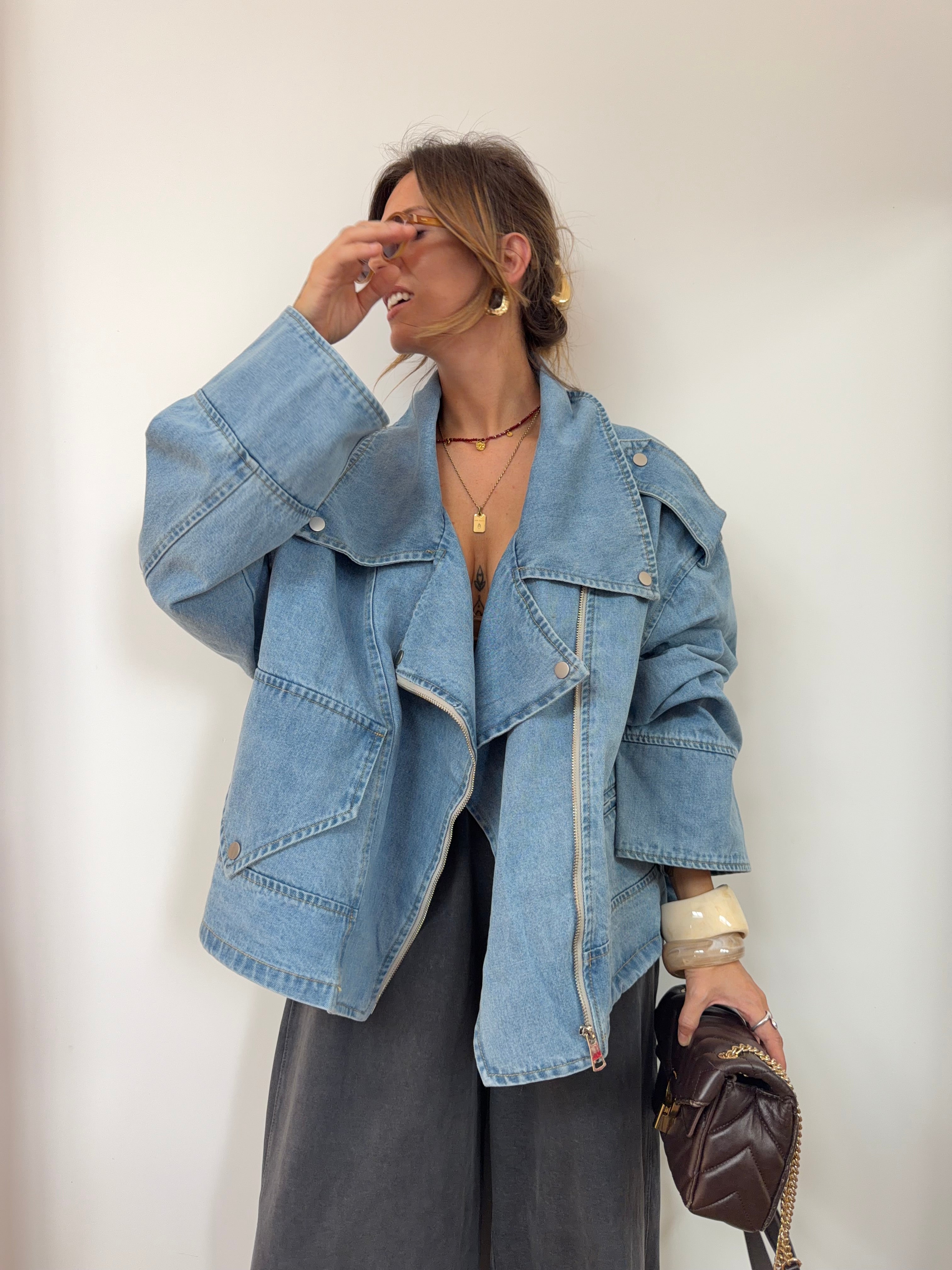 Veste en jean oversize - bleu clair