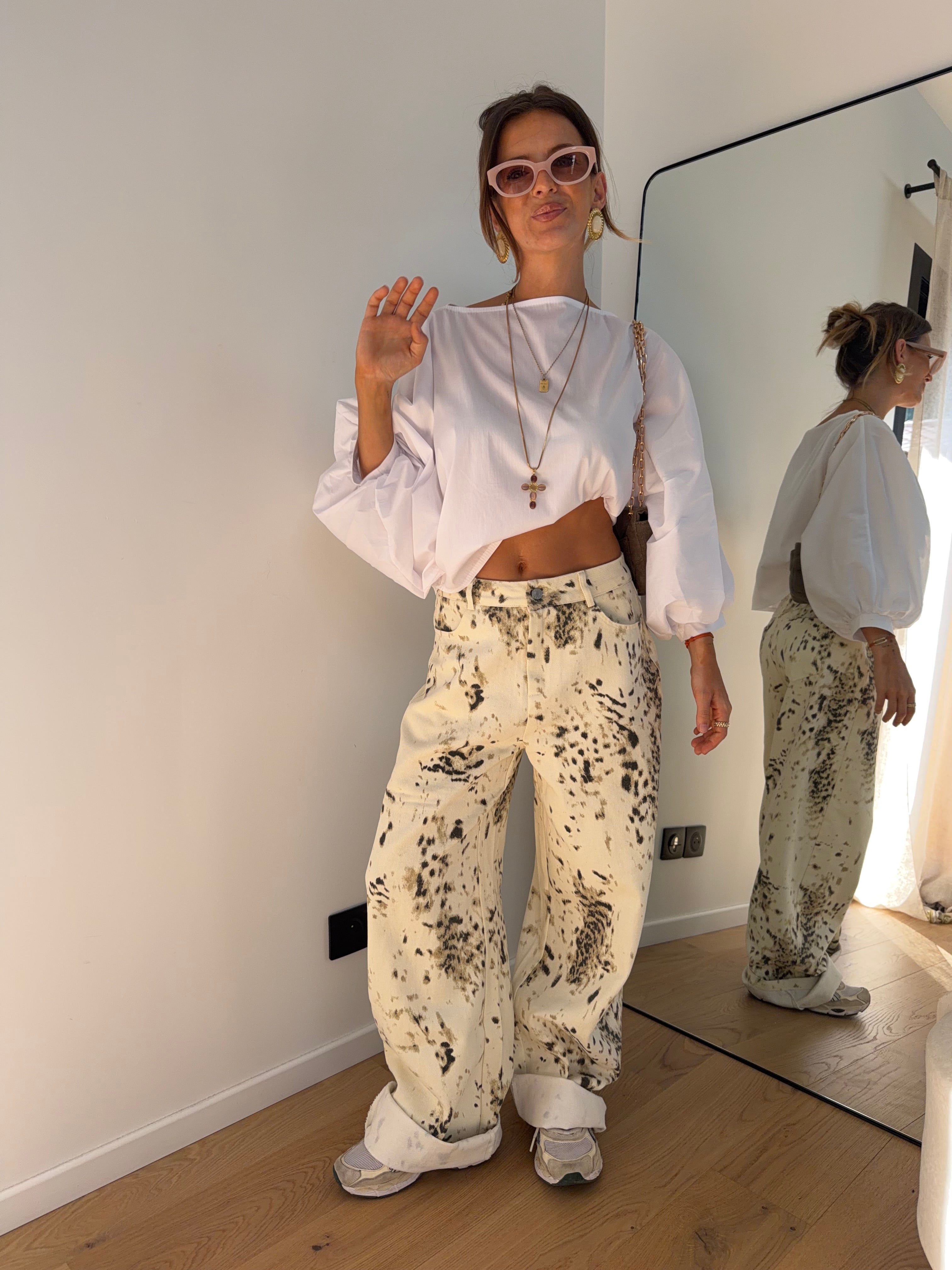Jeans à motifs Lou - beige