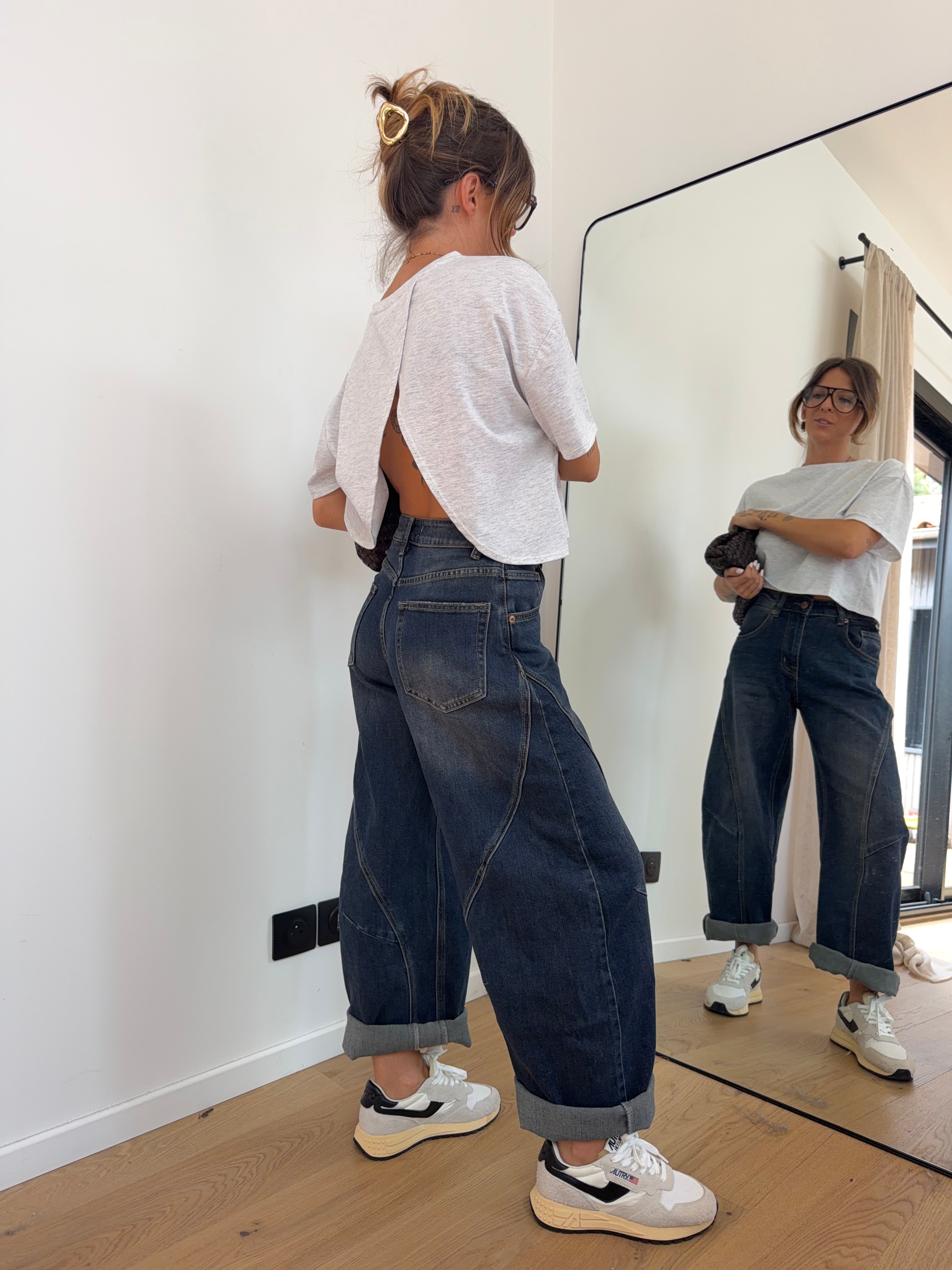 Jeans ballon - bleu brut