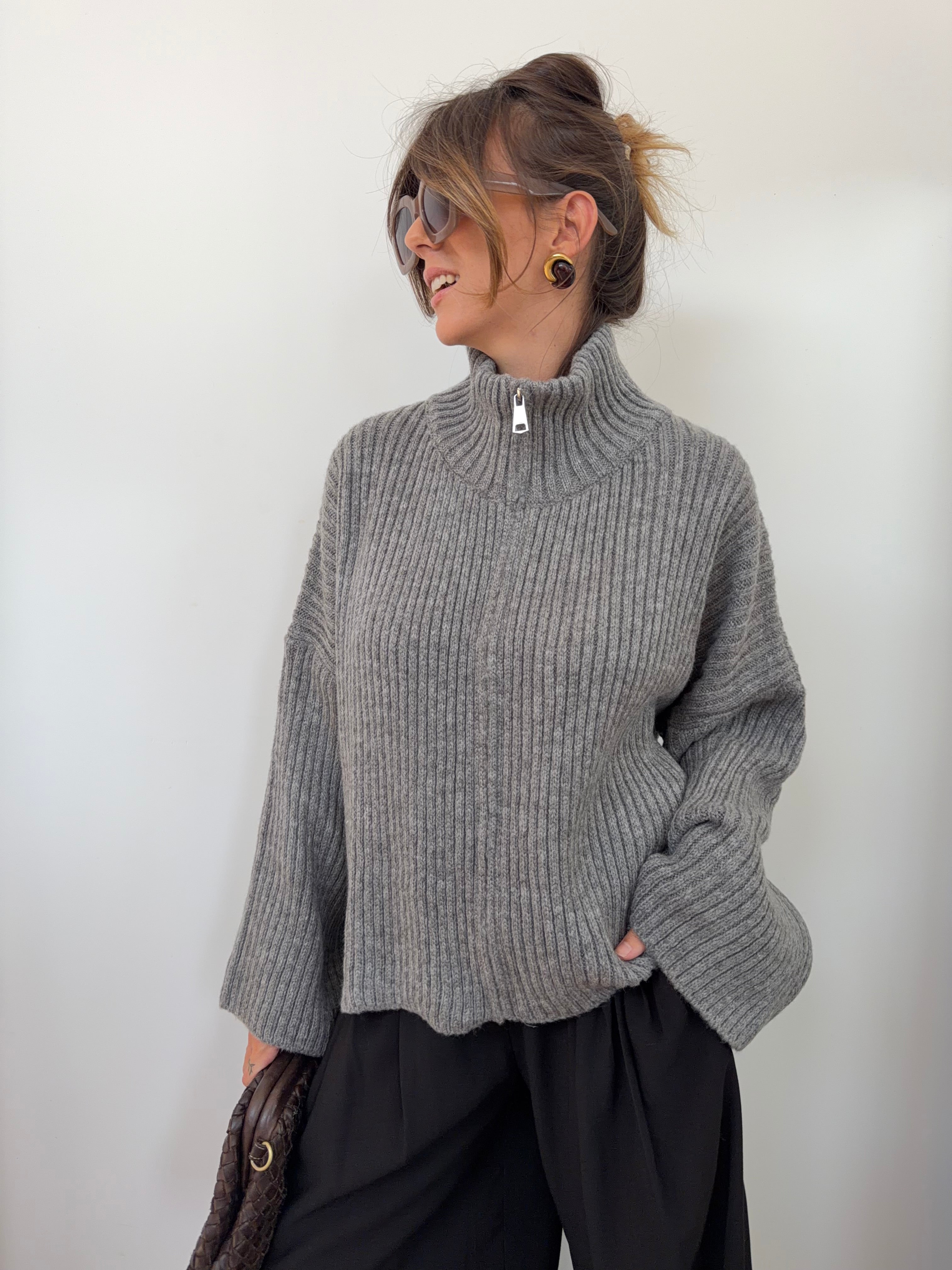 Veste cotelée - grise
