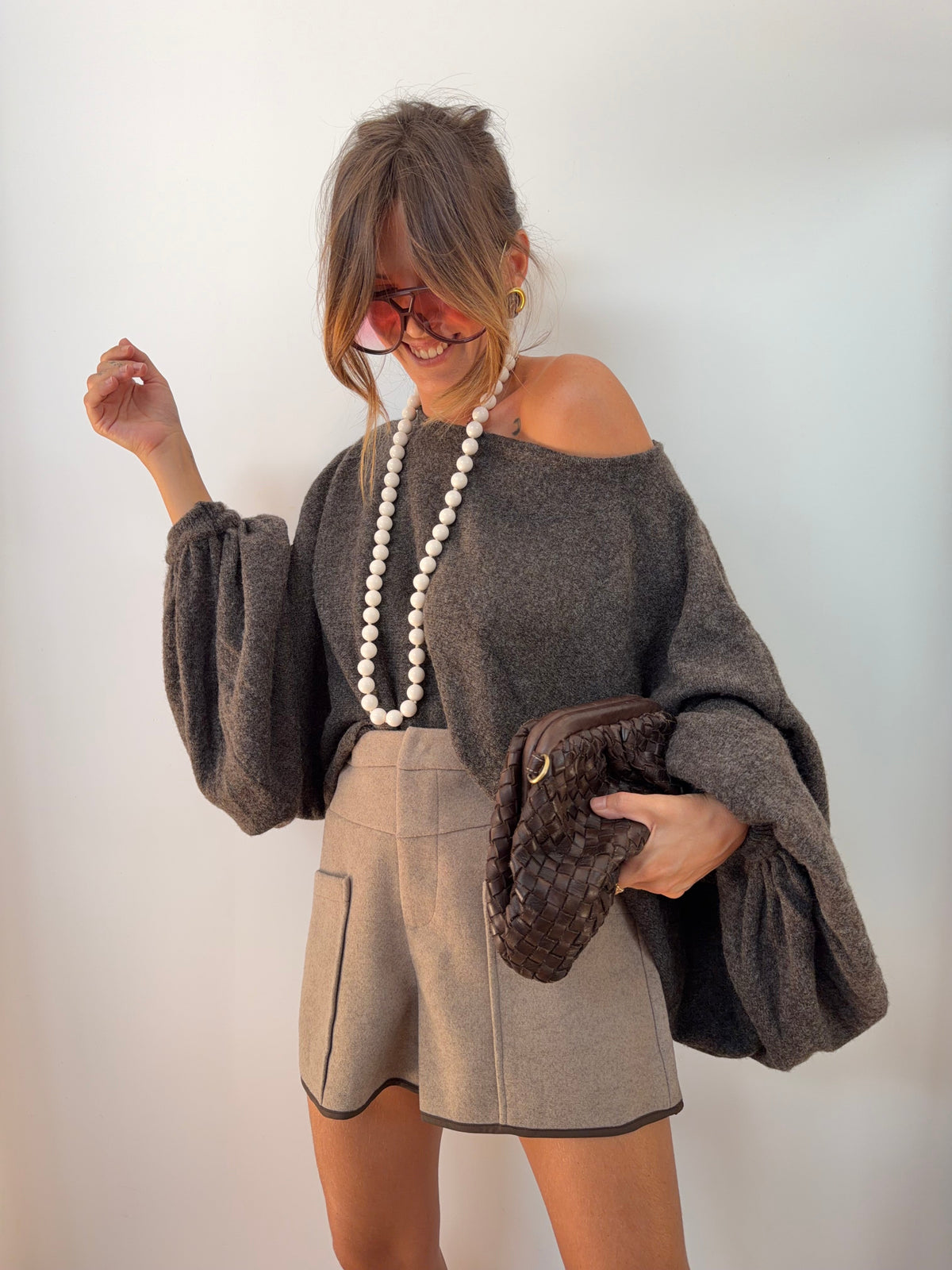 Short en flanelle - beige
