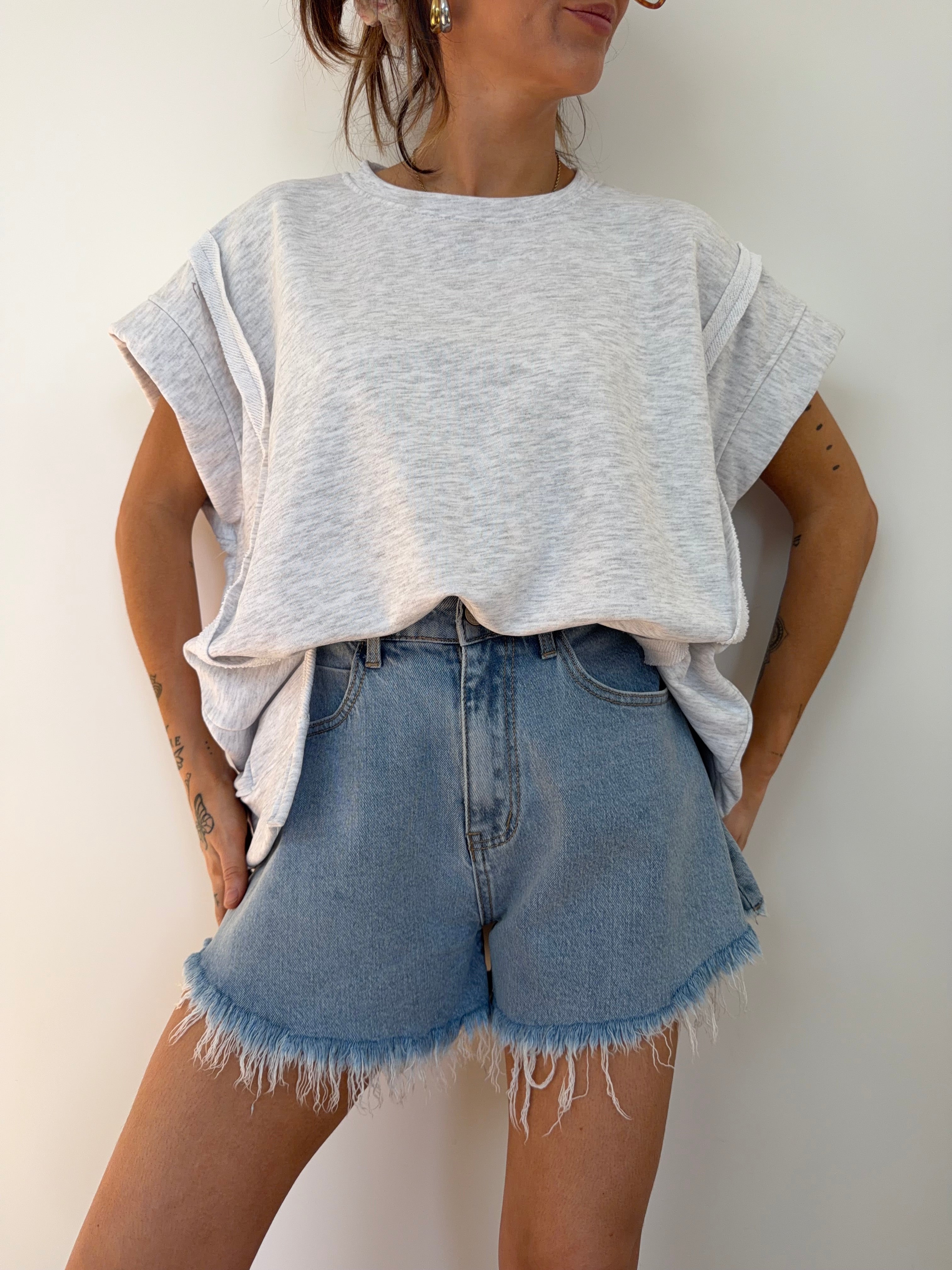 Sweat sans manche - gris chiné
