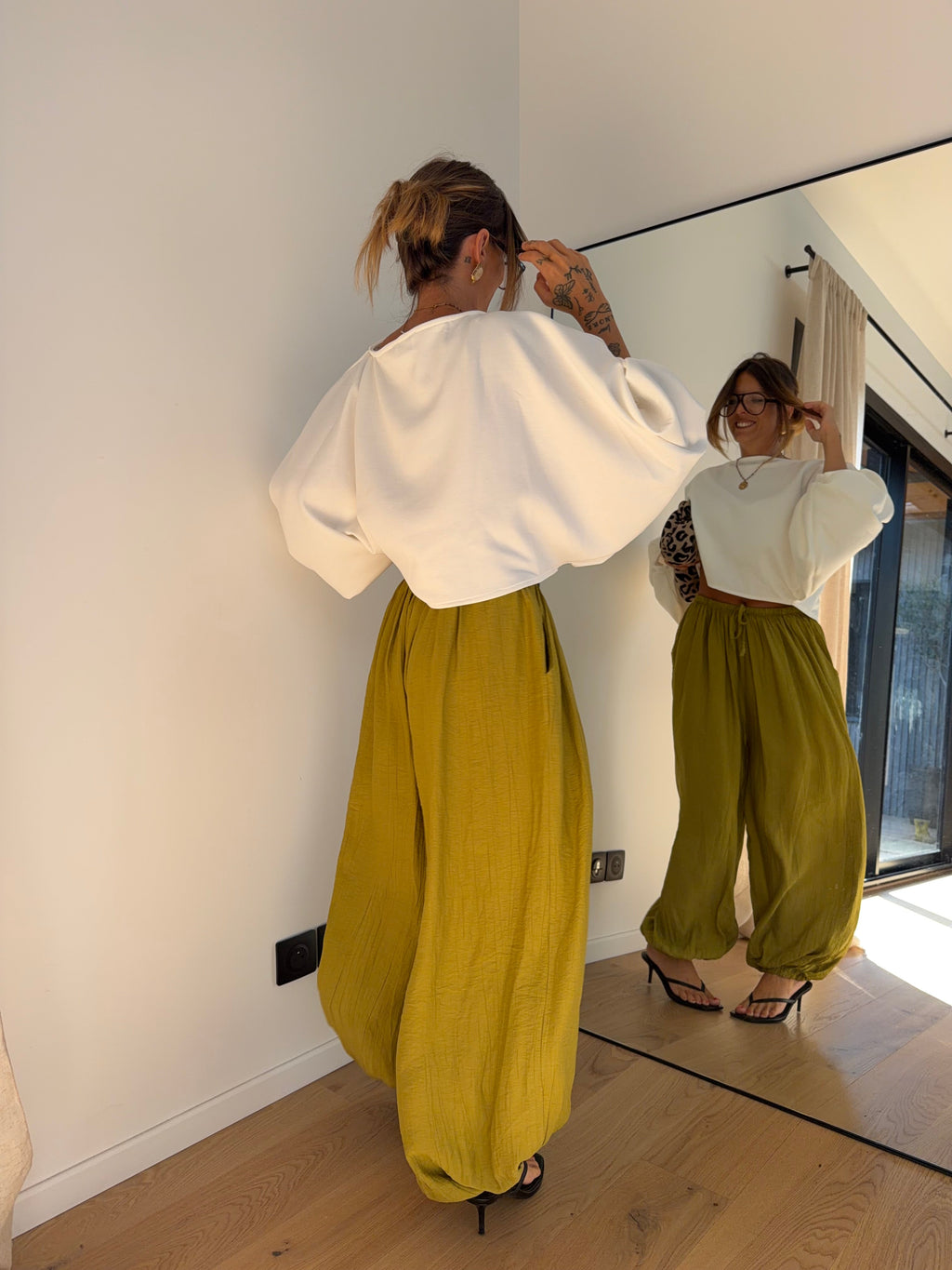 Pantalon en viscose - vert anis