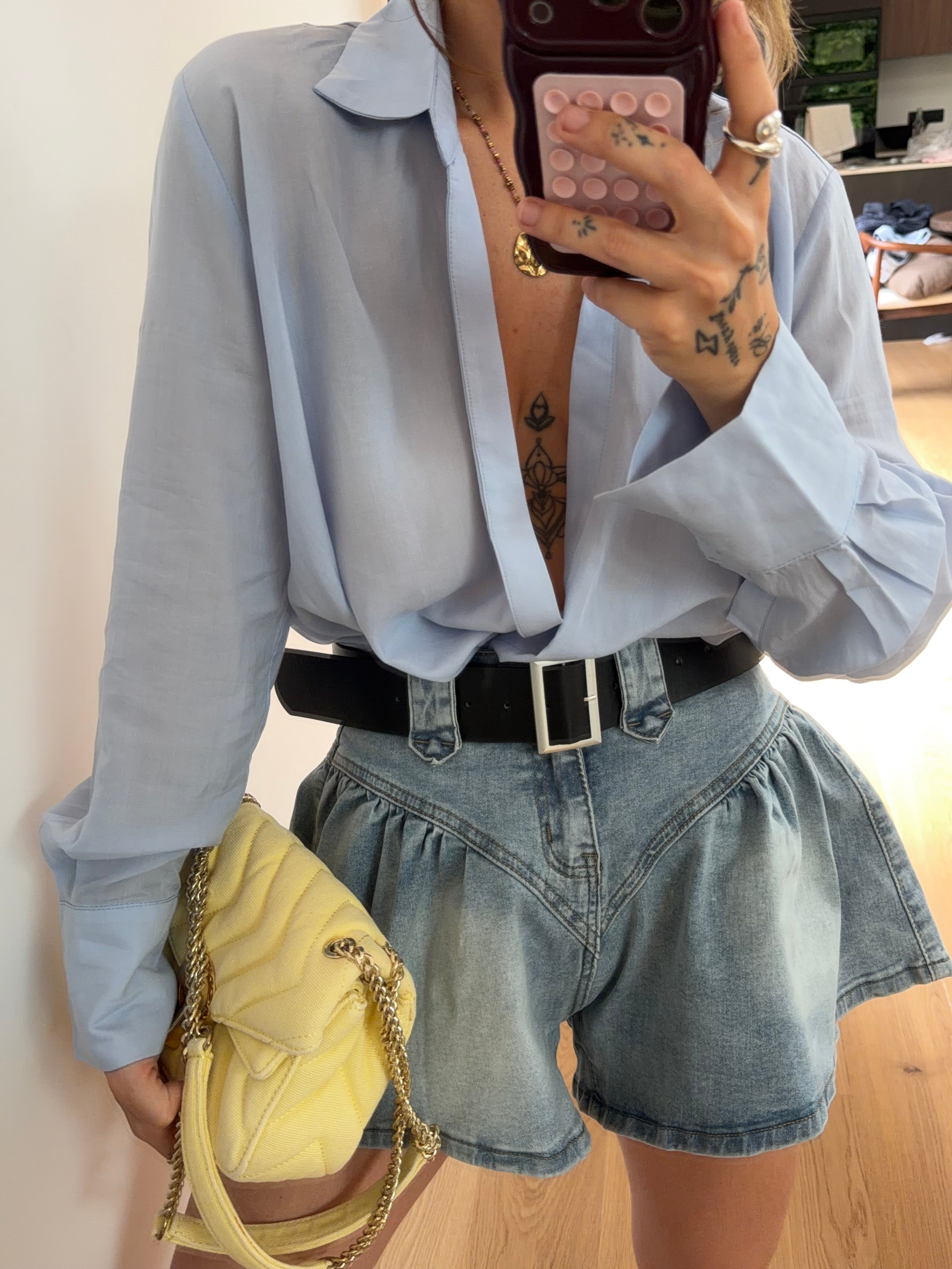 Blouse cache cœur - bleu ciel