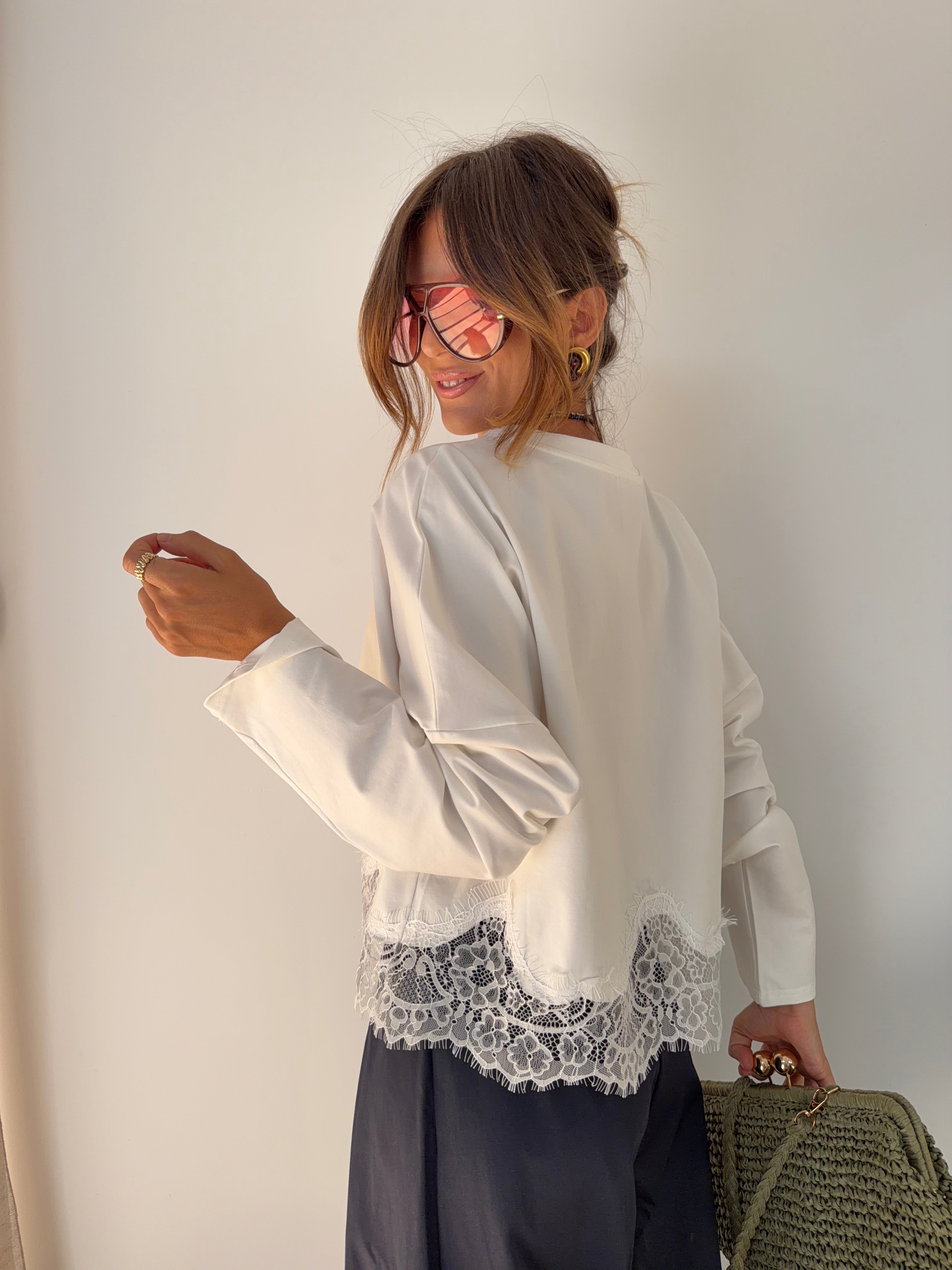 T-shirt manches longues dentelle