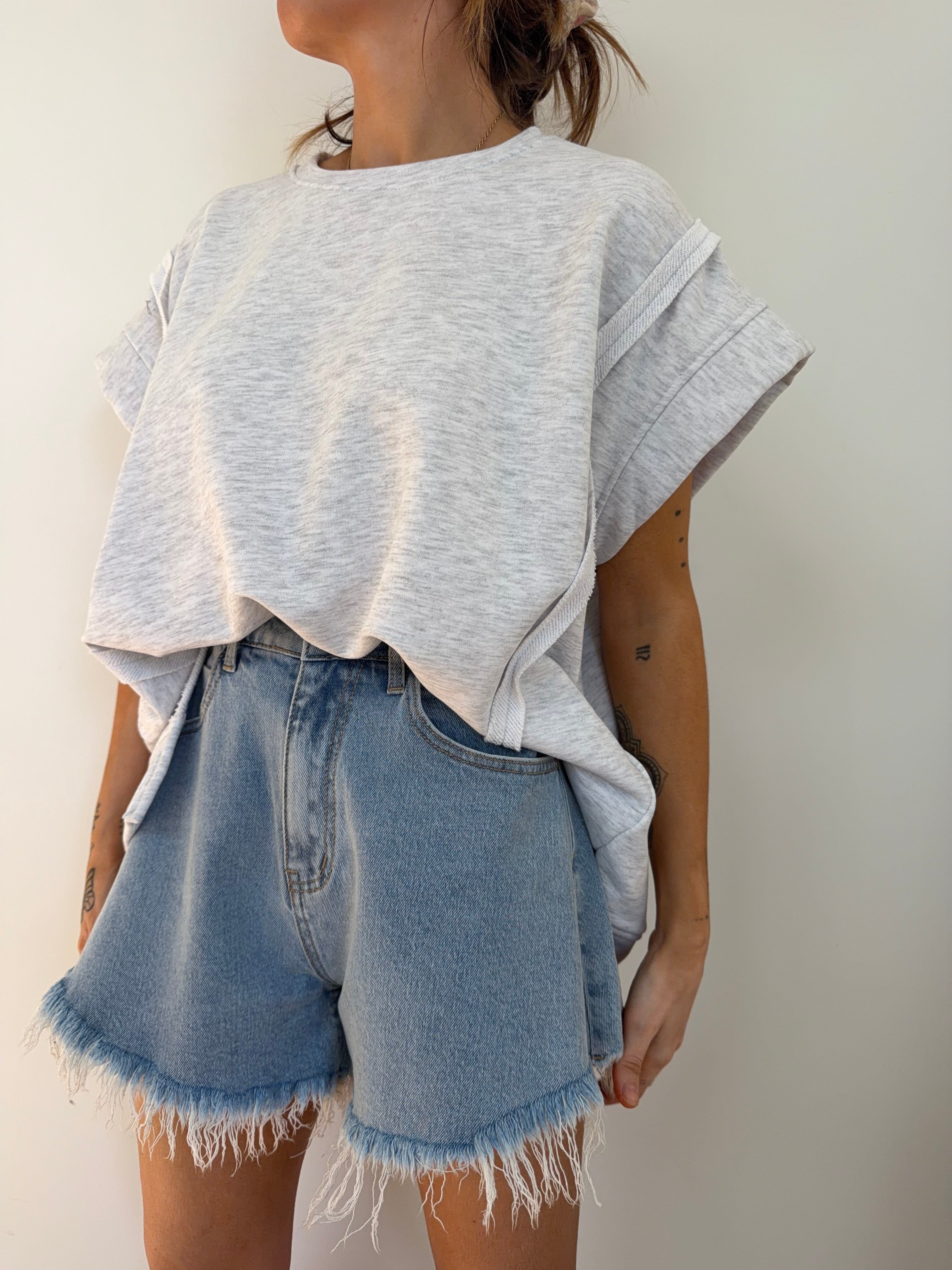 Sweat sans manche - gris chiné