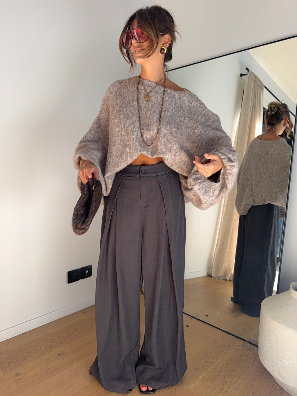 Pantalon droit - gris