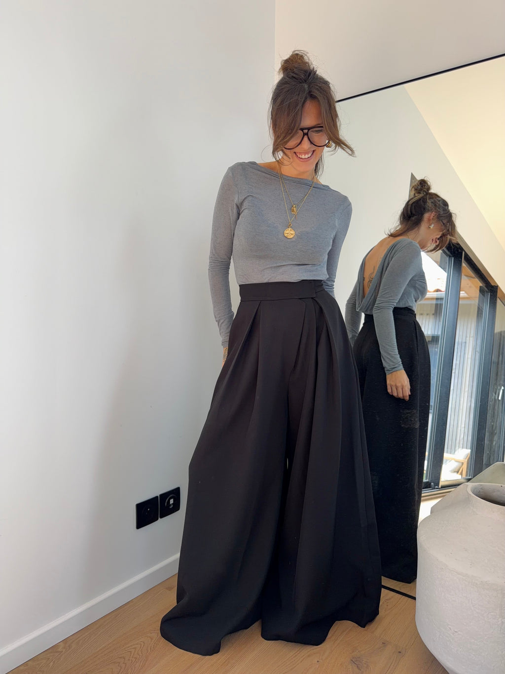 Pantalon portefeuille à scratch - noir