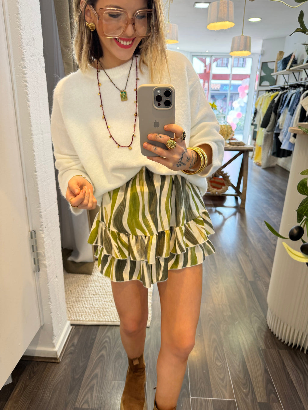 Jupe short - zébré verte