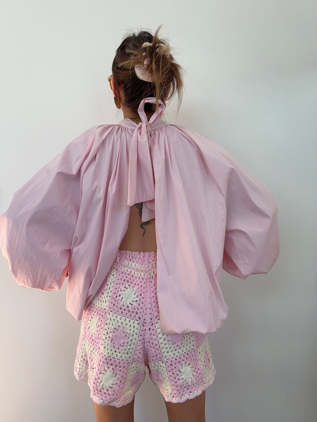 Short en crochet - rose