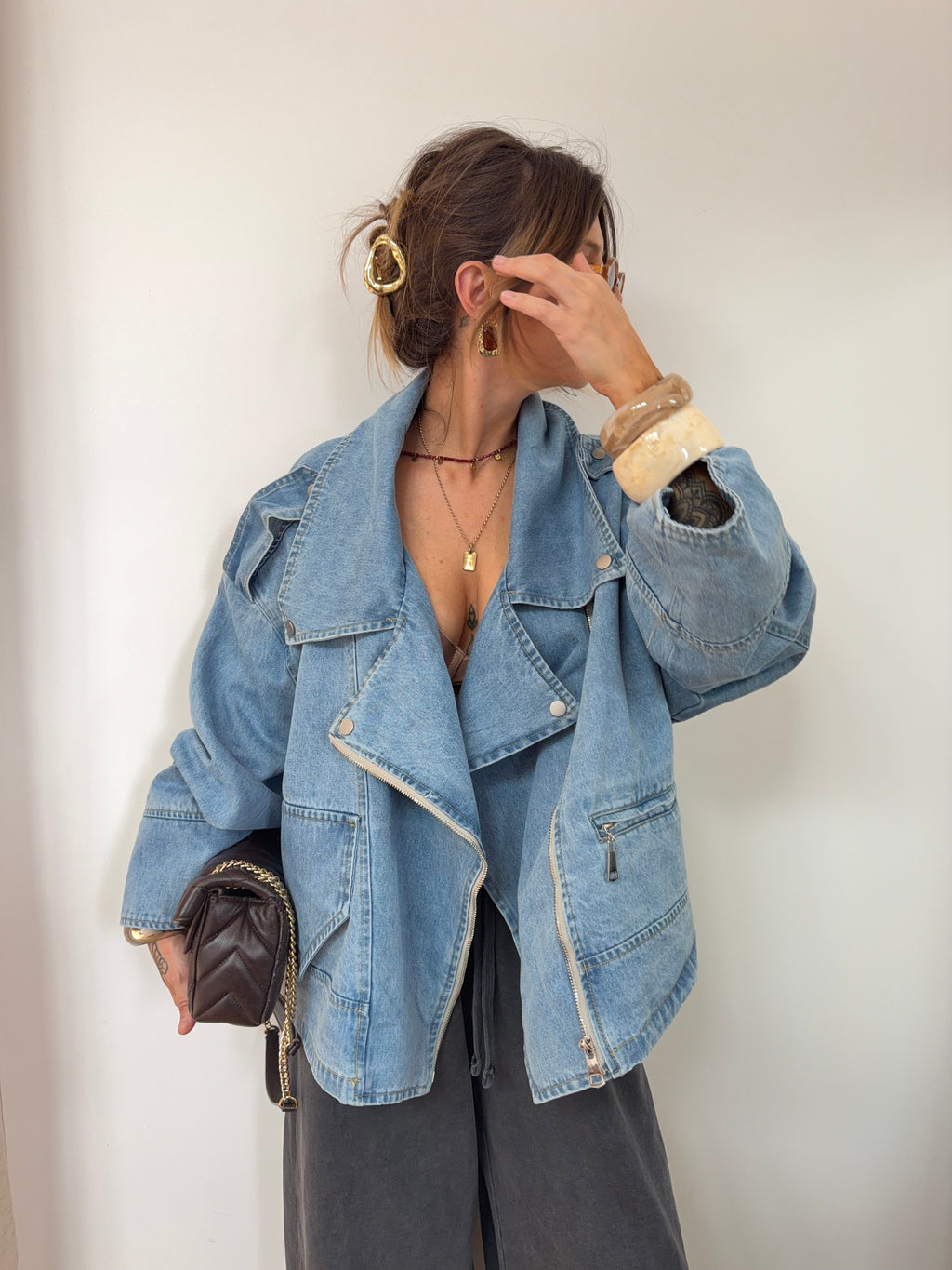Veste en jean oversize - bleu clair