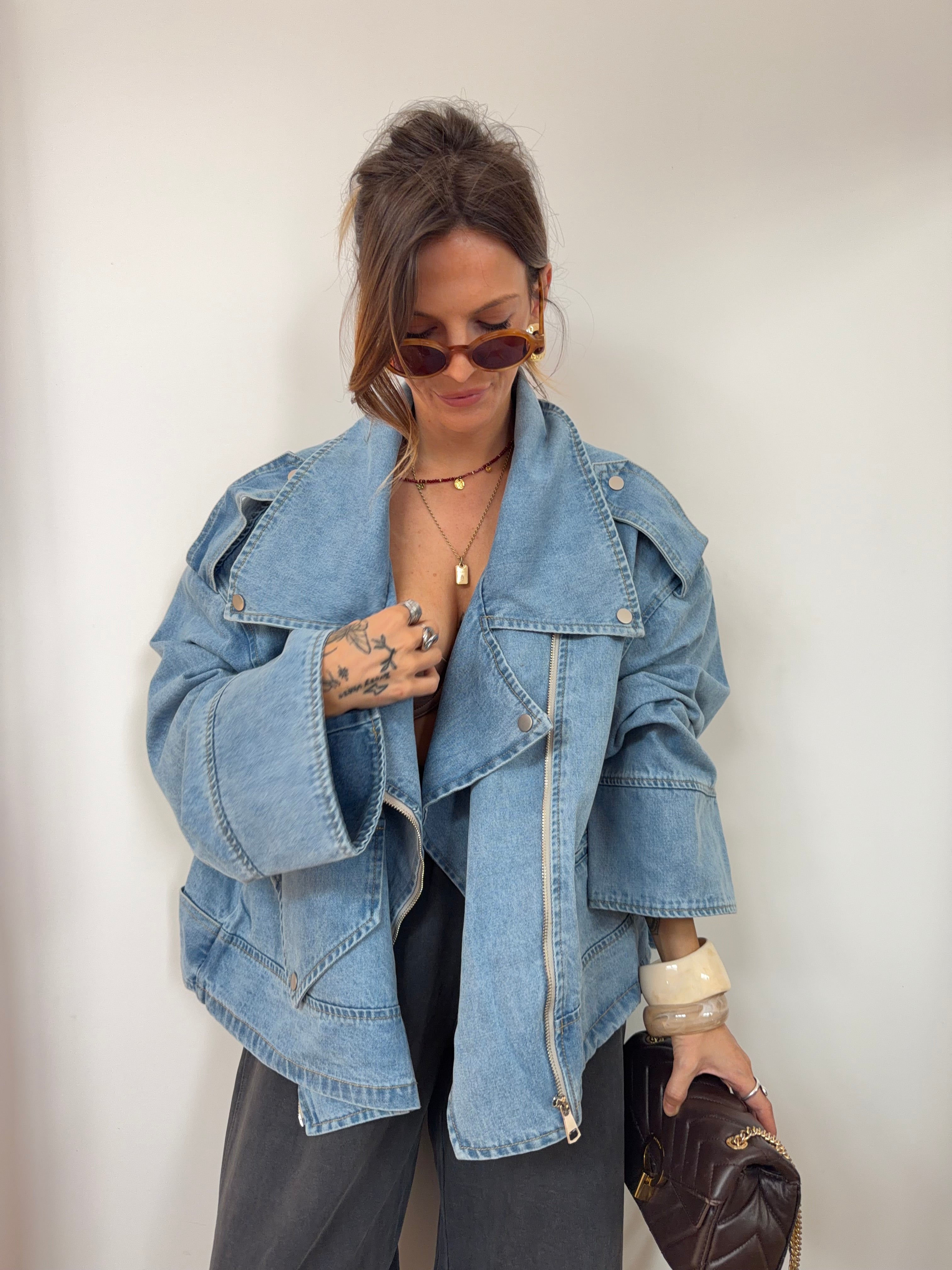 Veste en jean oversize - bleu clair