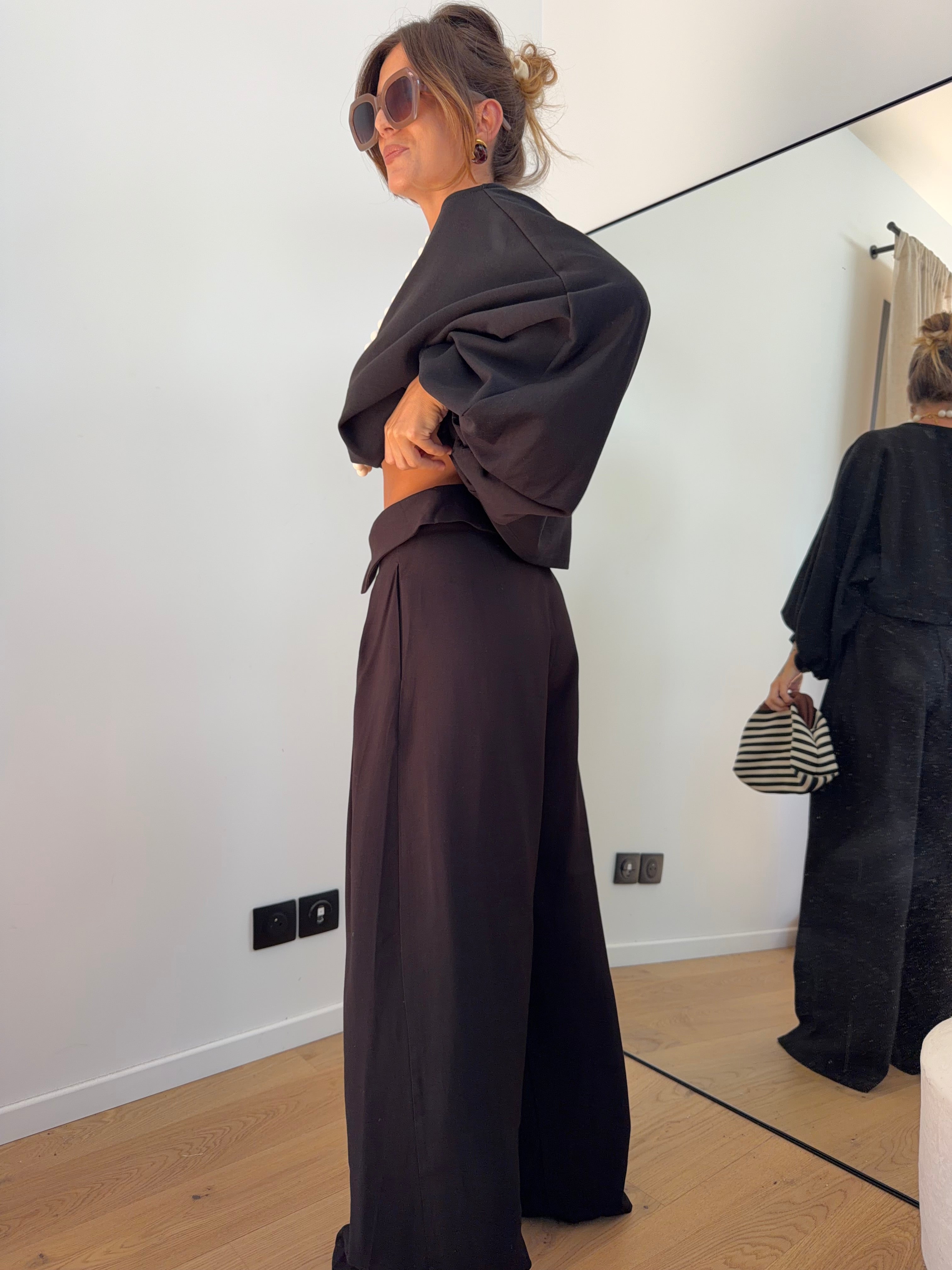 Pantalon à revers - noir