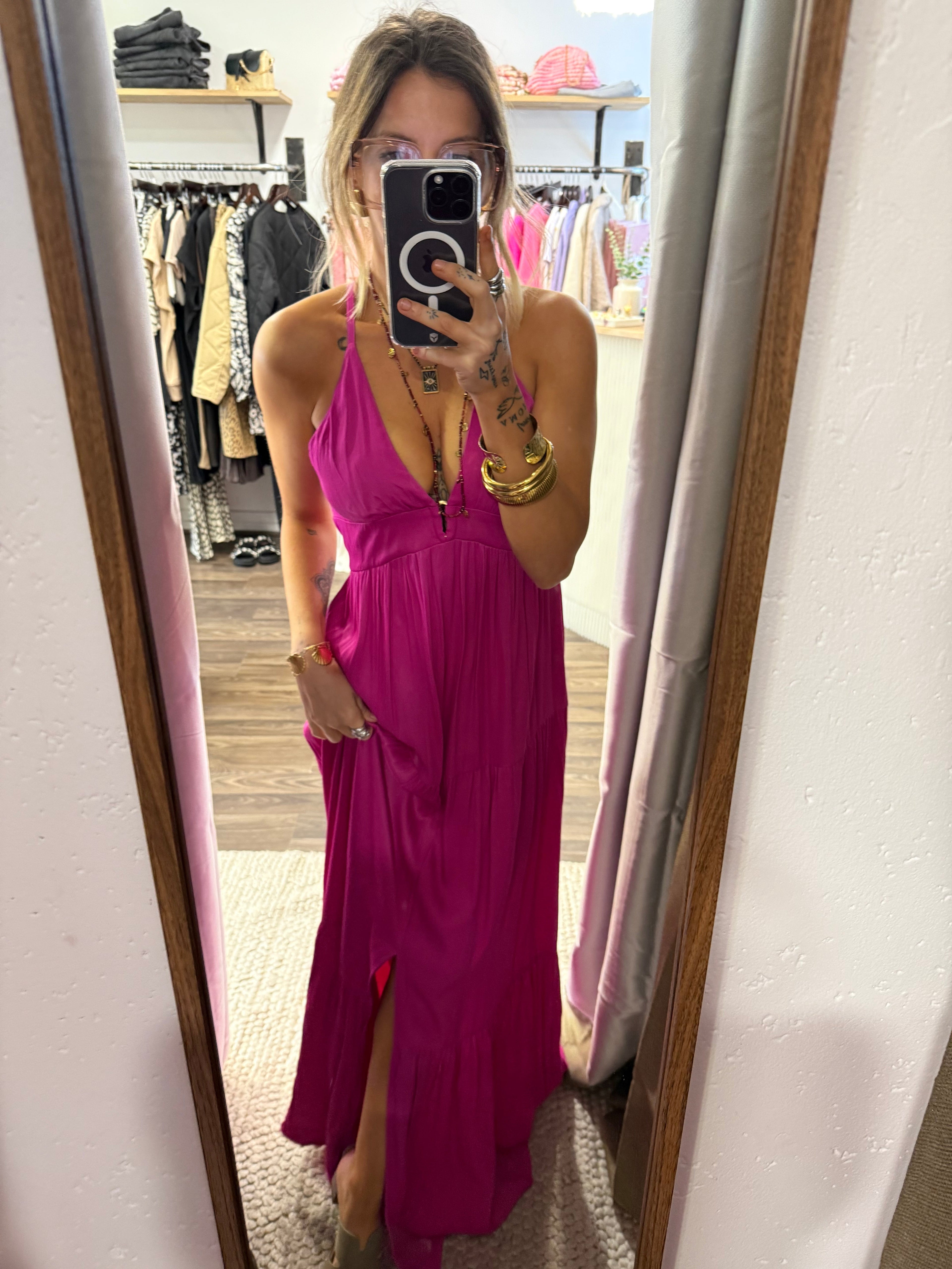 Robe dos nu - fuchsia