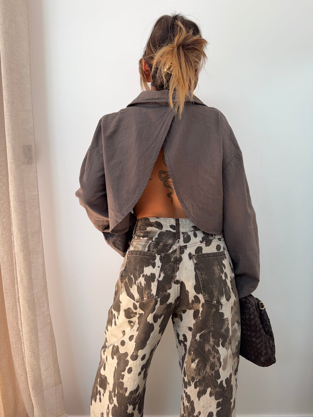 Chemise lin courte Lover's - taupe