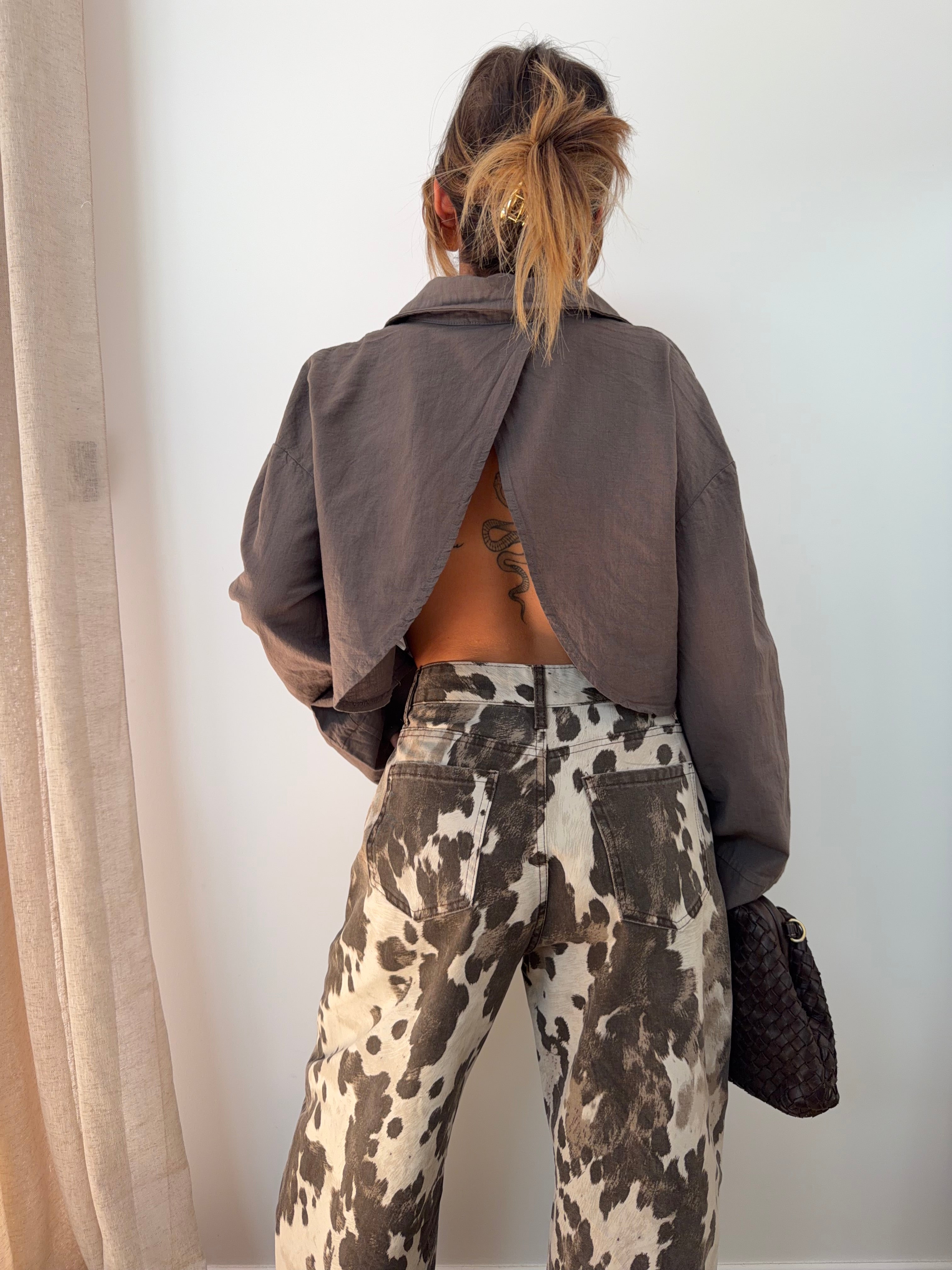 Chemise lin courte Lover's - taupe