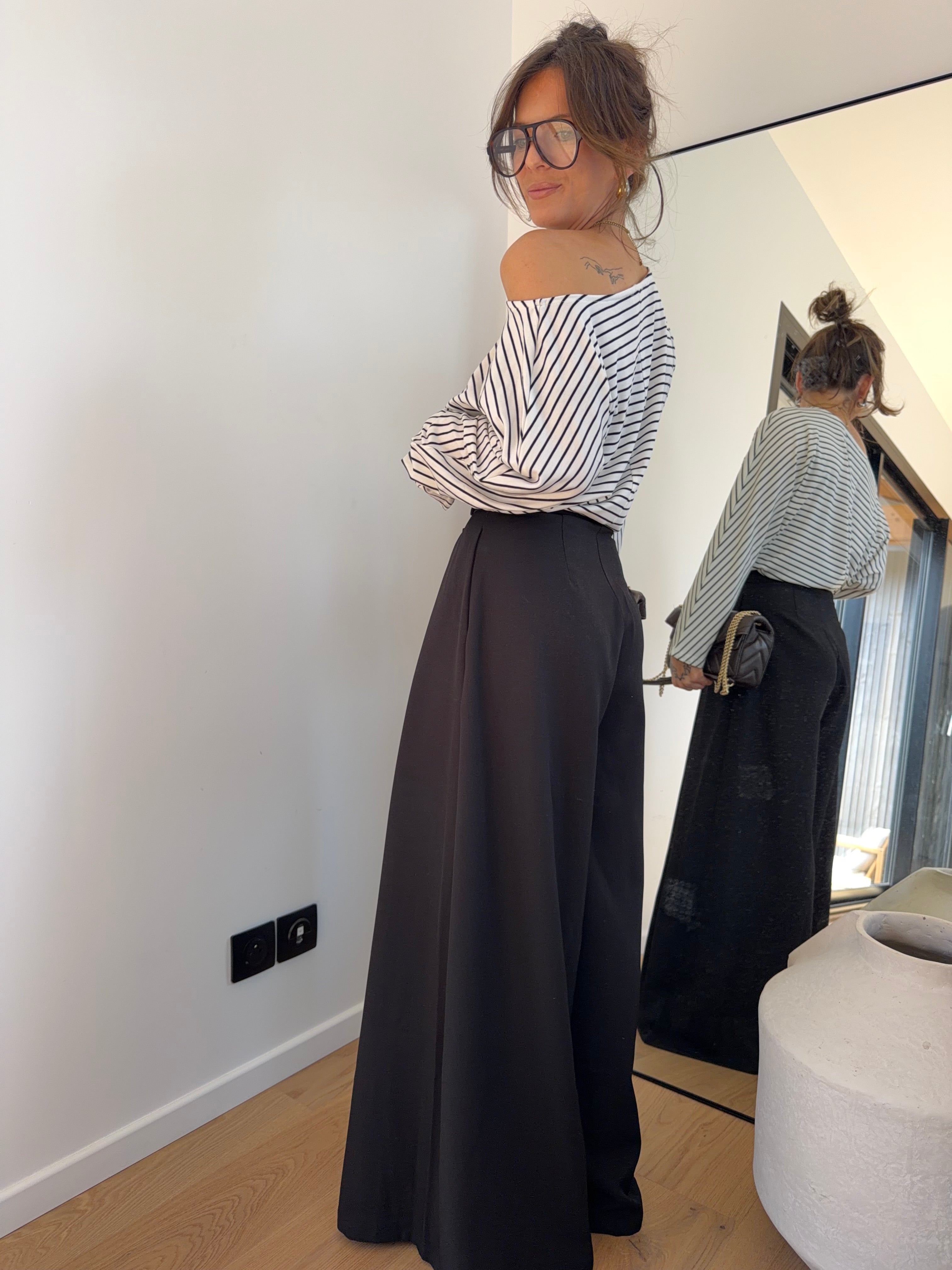 Pantalon portefeuille à scratch - noir