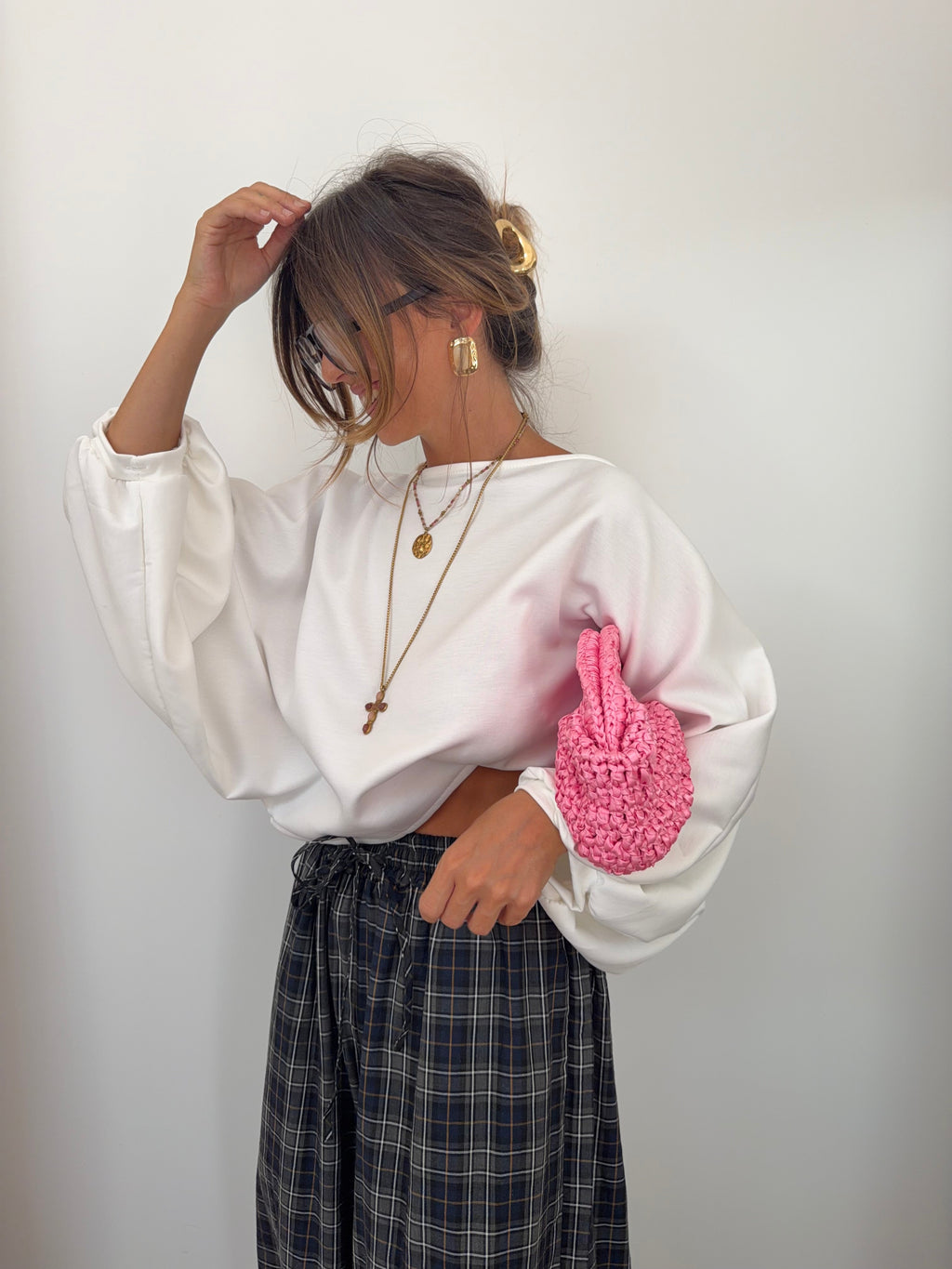 Haut court manches bouffantes - blanc