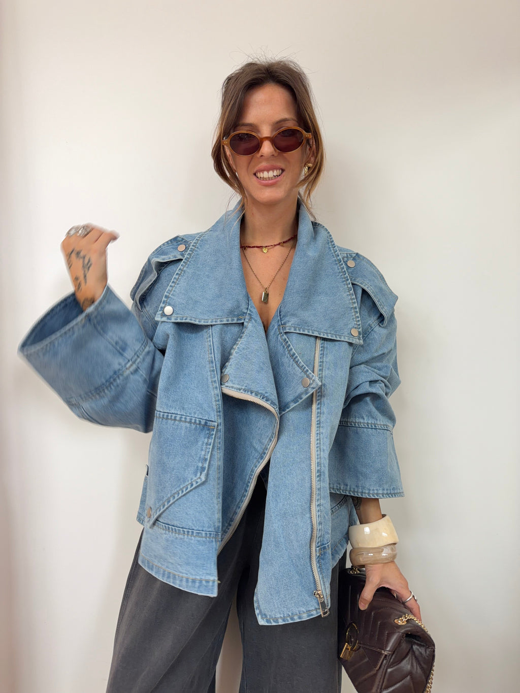 Veste en jean oversize - bleu clair