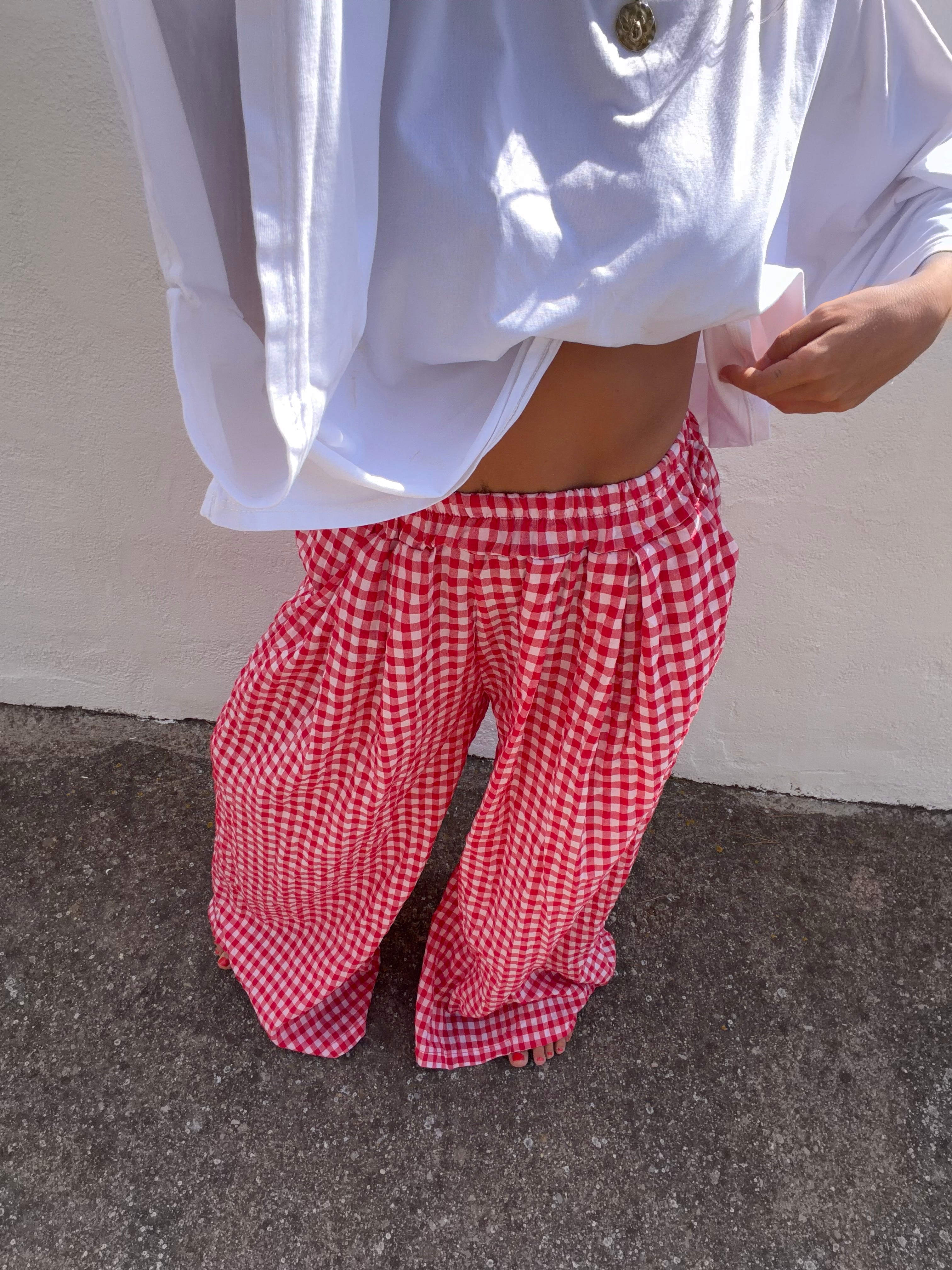Pantalon à carreaux - rouge