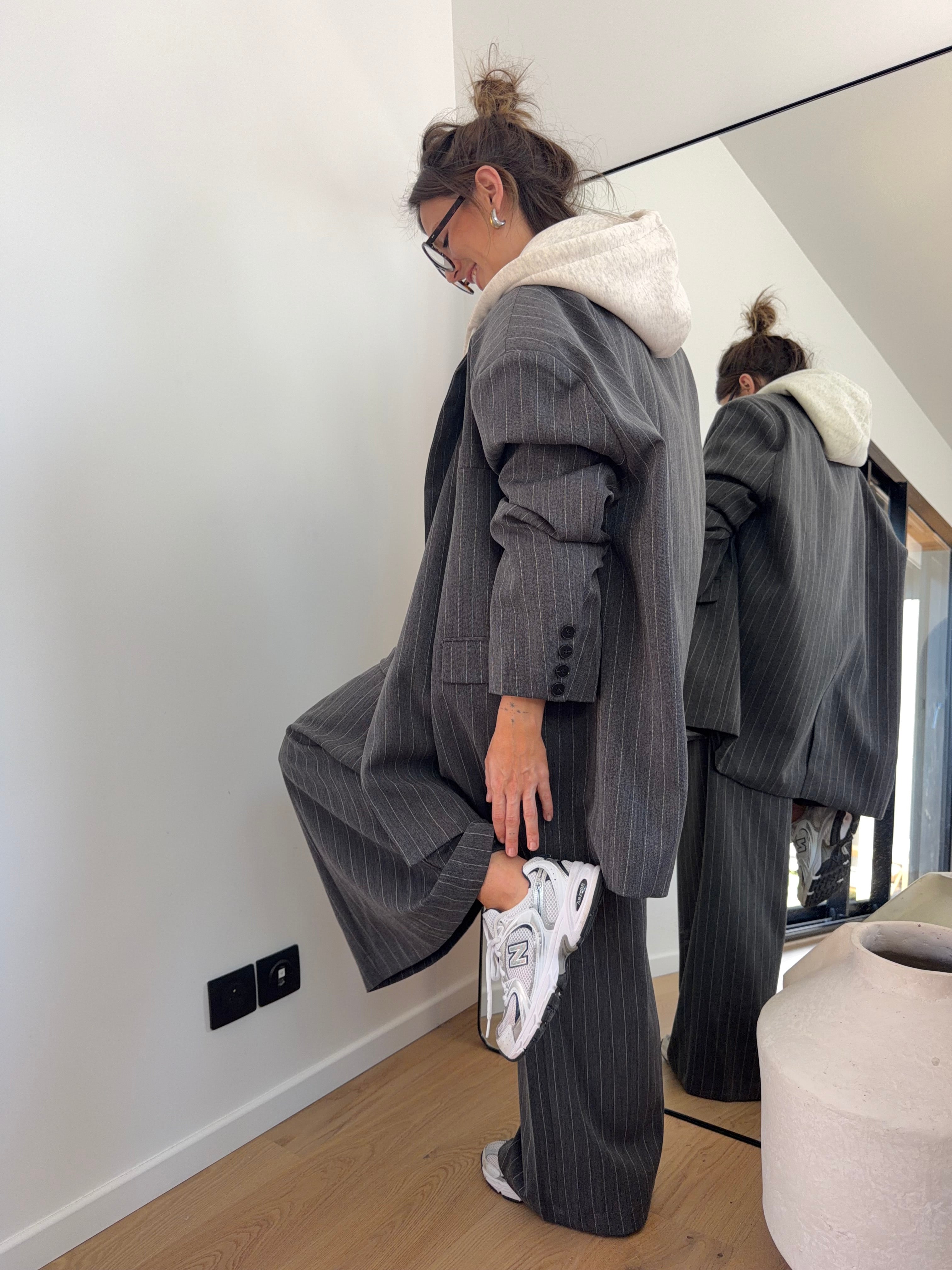 Pantalon à rayures - gris