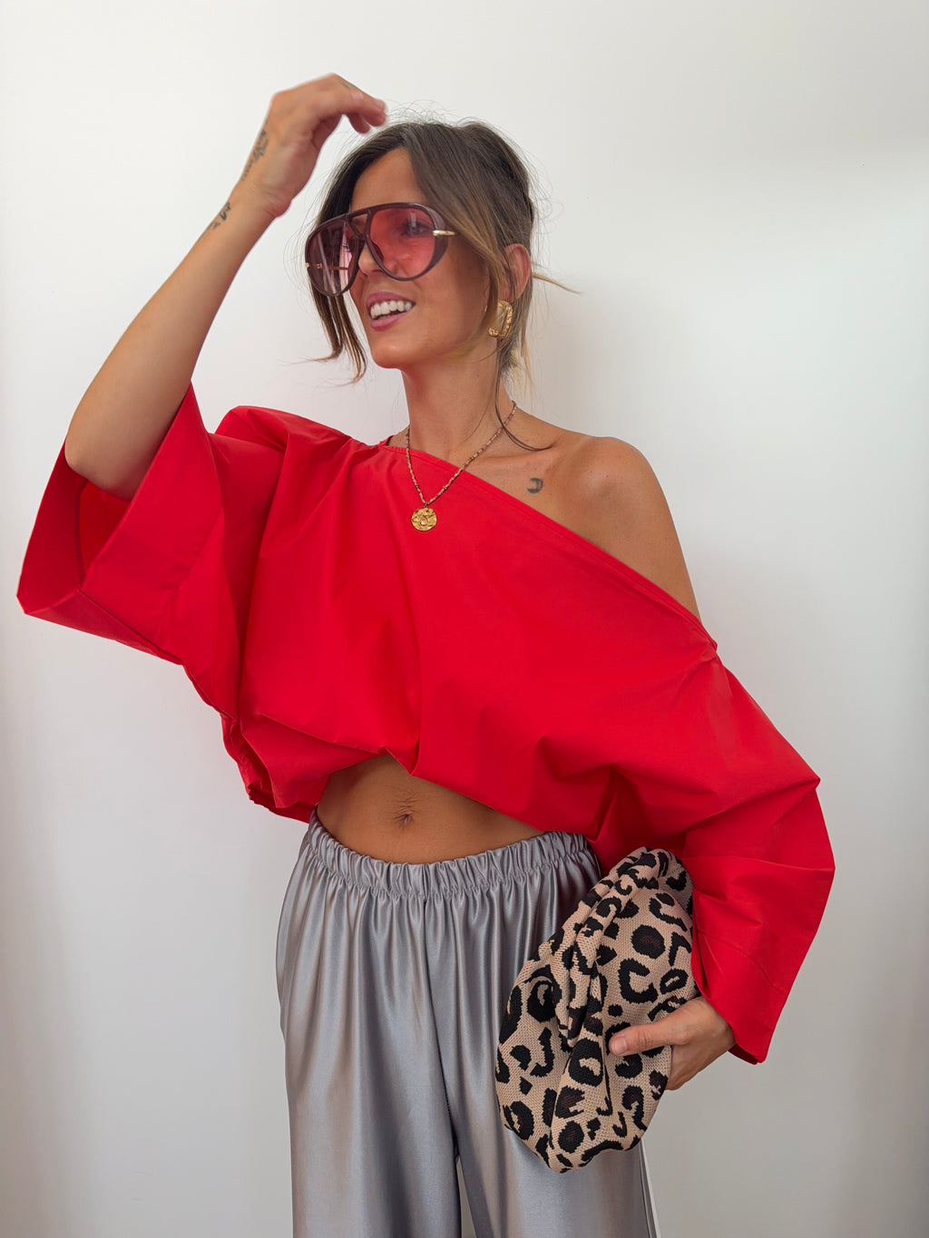 Blouse asymétrique - rouge