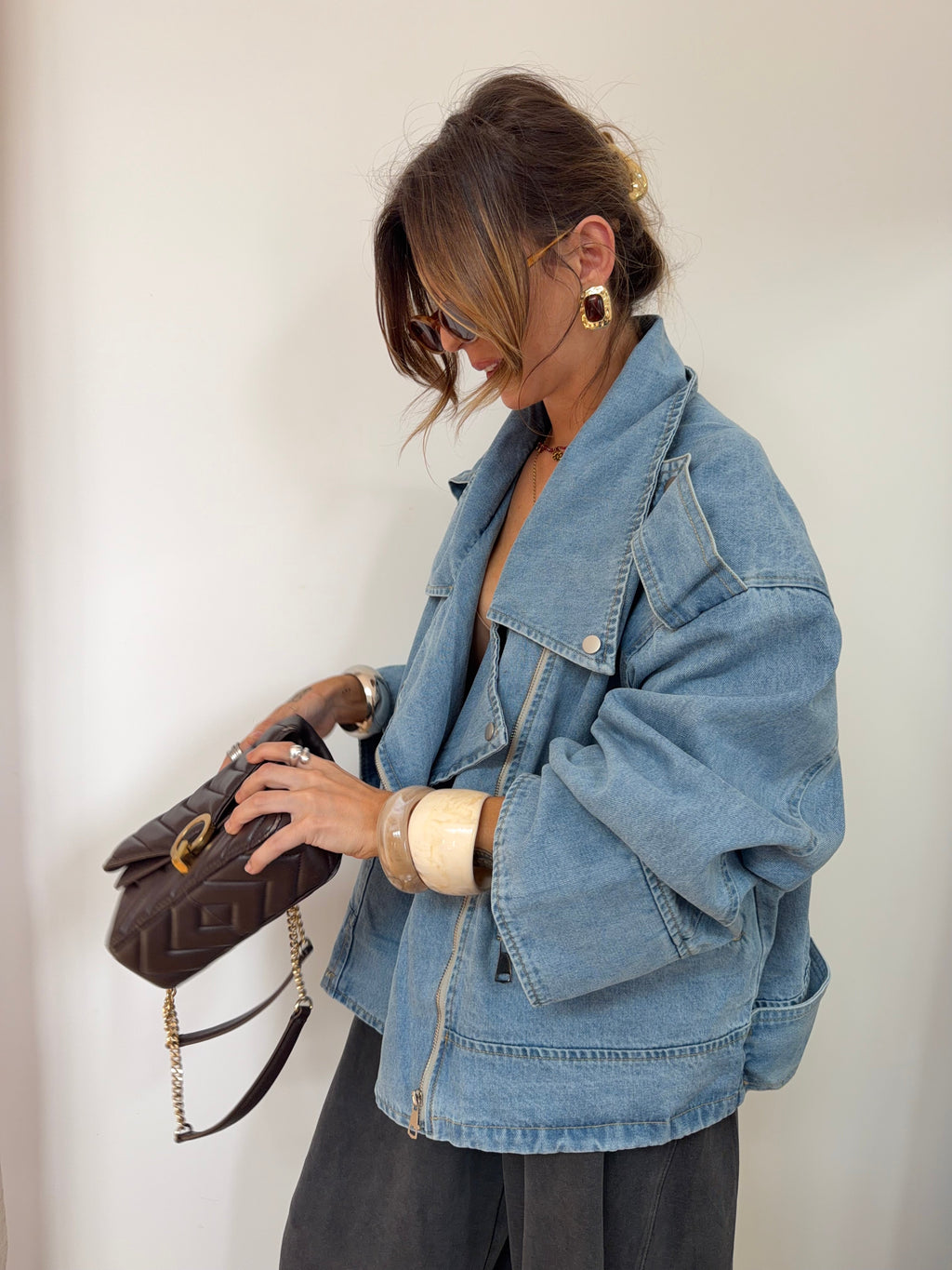 Veste en jean oversize - bleu clair