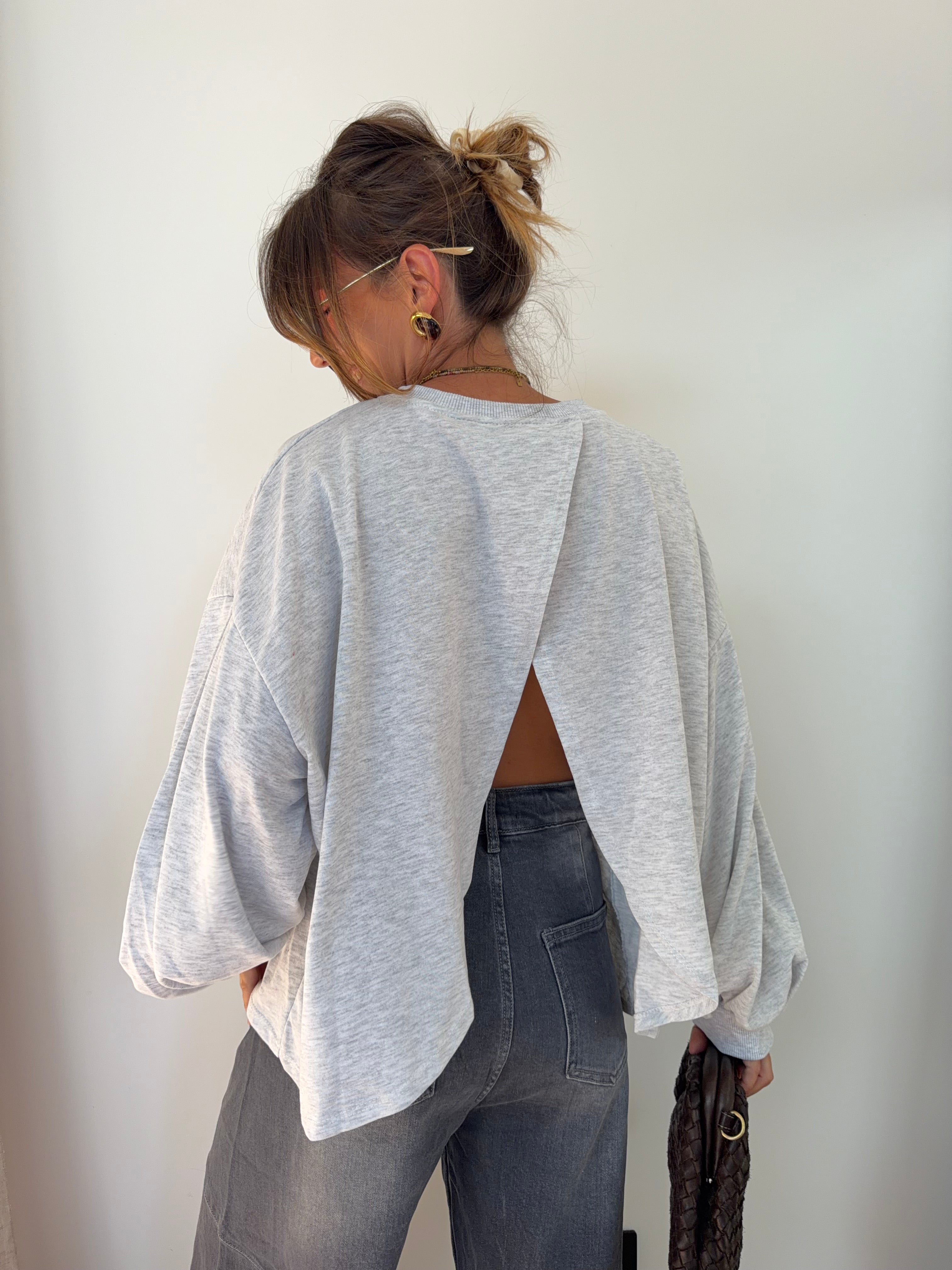 T-shirt long Mia - gris chiné