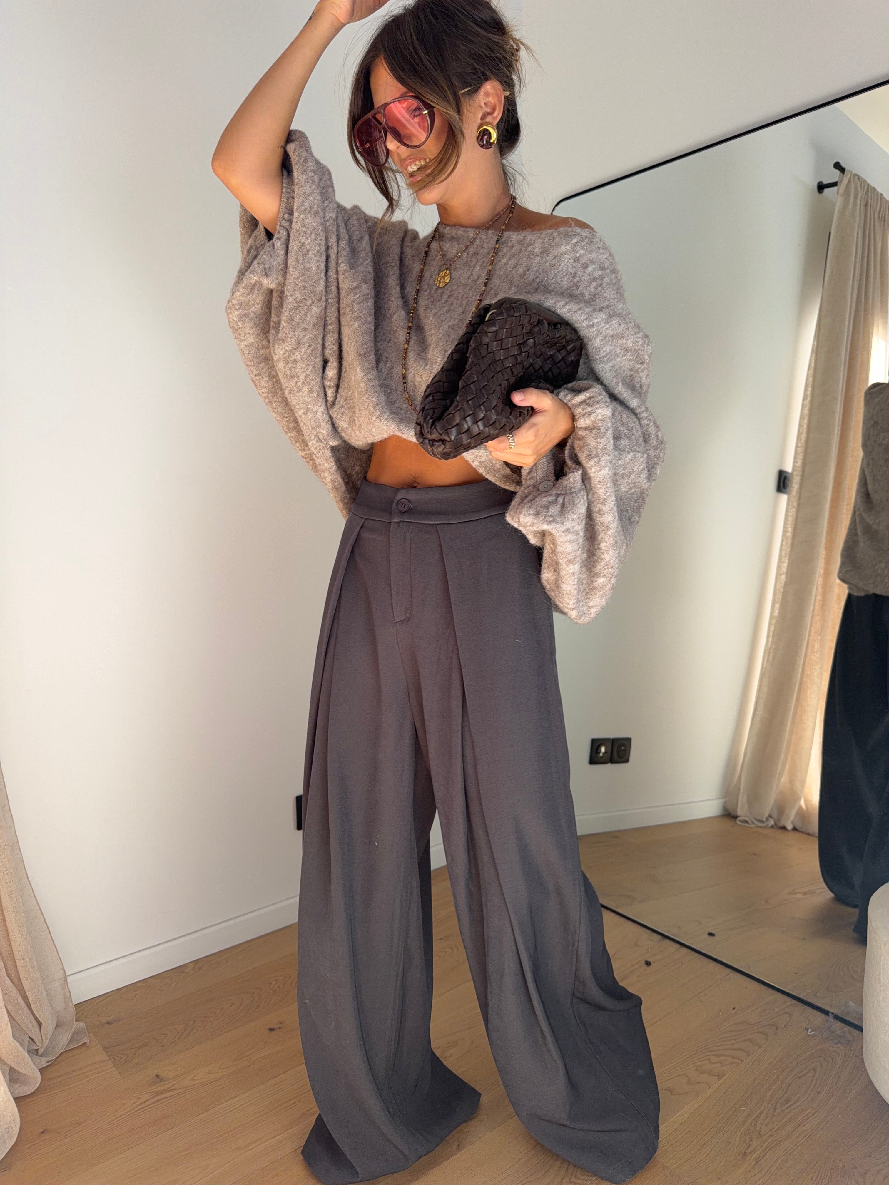 Pantalon droit - gris