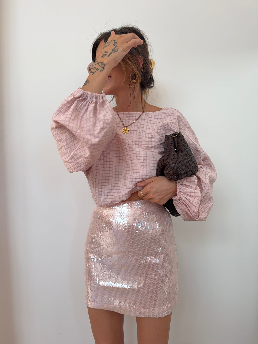 Jupe à sequins - rose pale