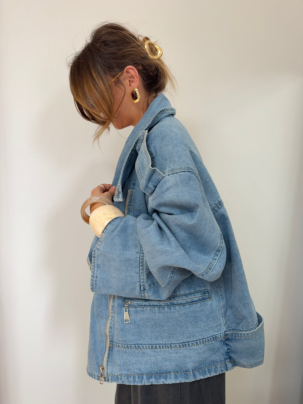 Veste en jean oversize - bleu clair