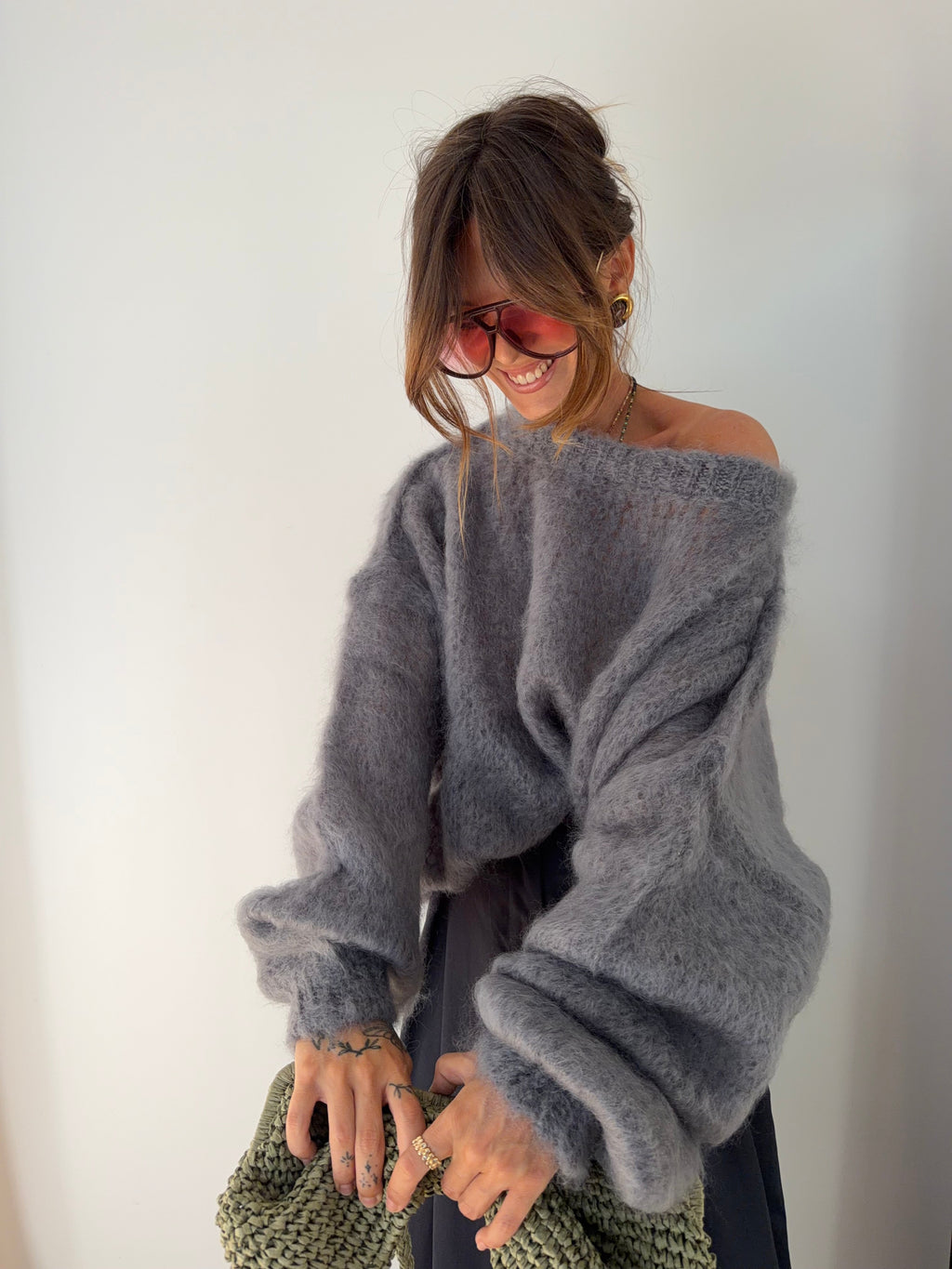 Pull 80% Mohair - gris