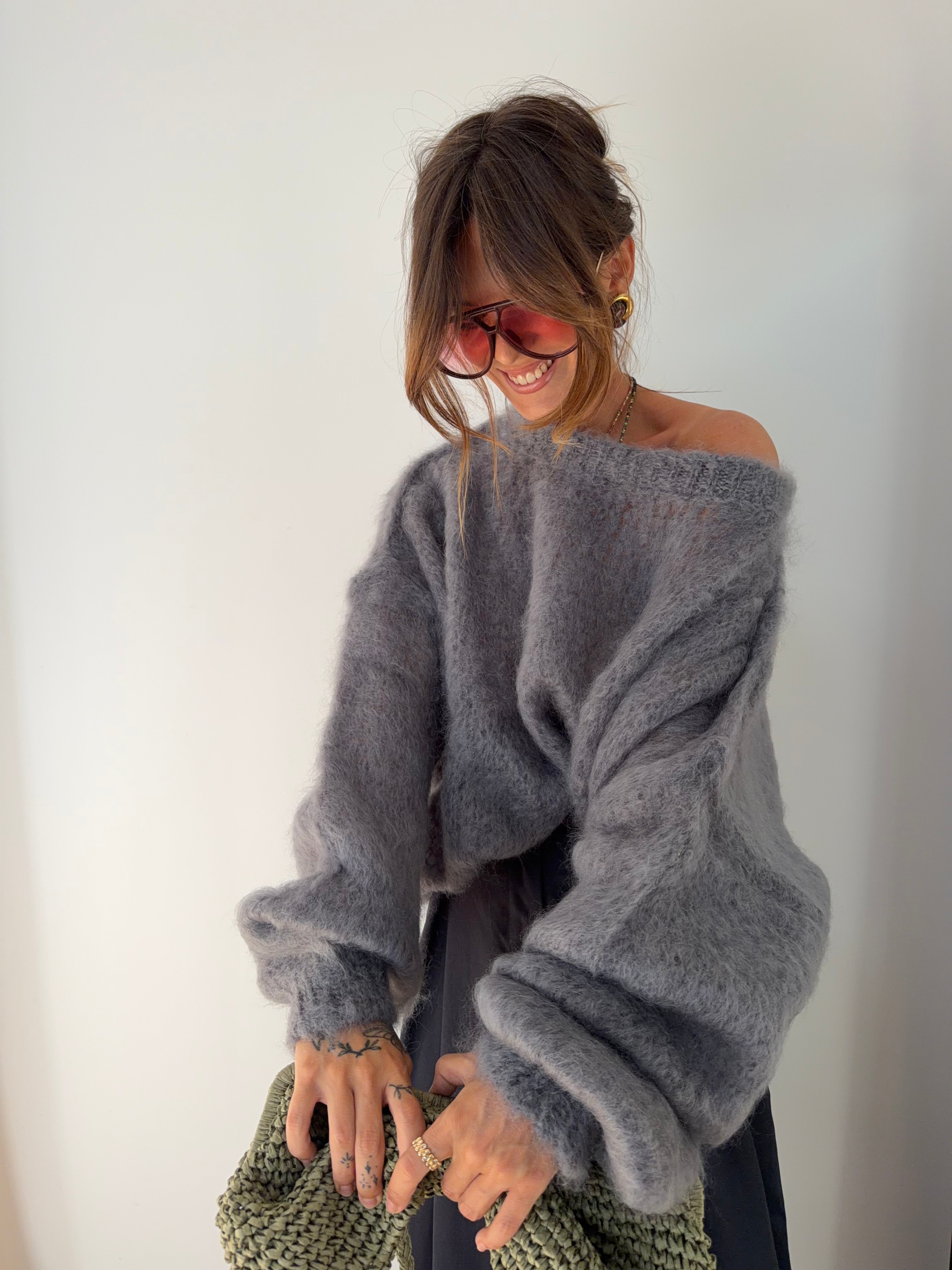 Pull 80% Mohair - gris