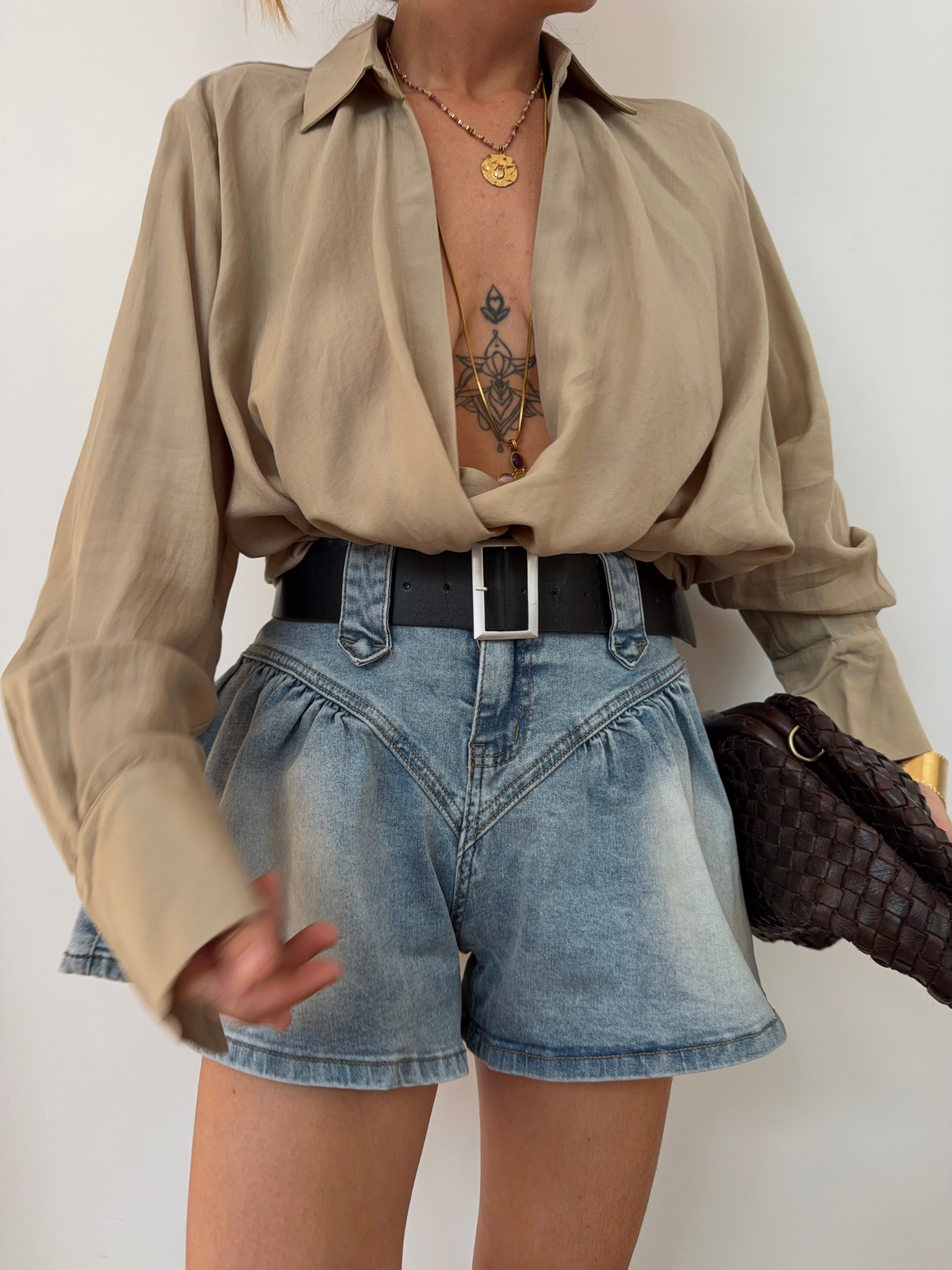 Short en jean bouffant