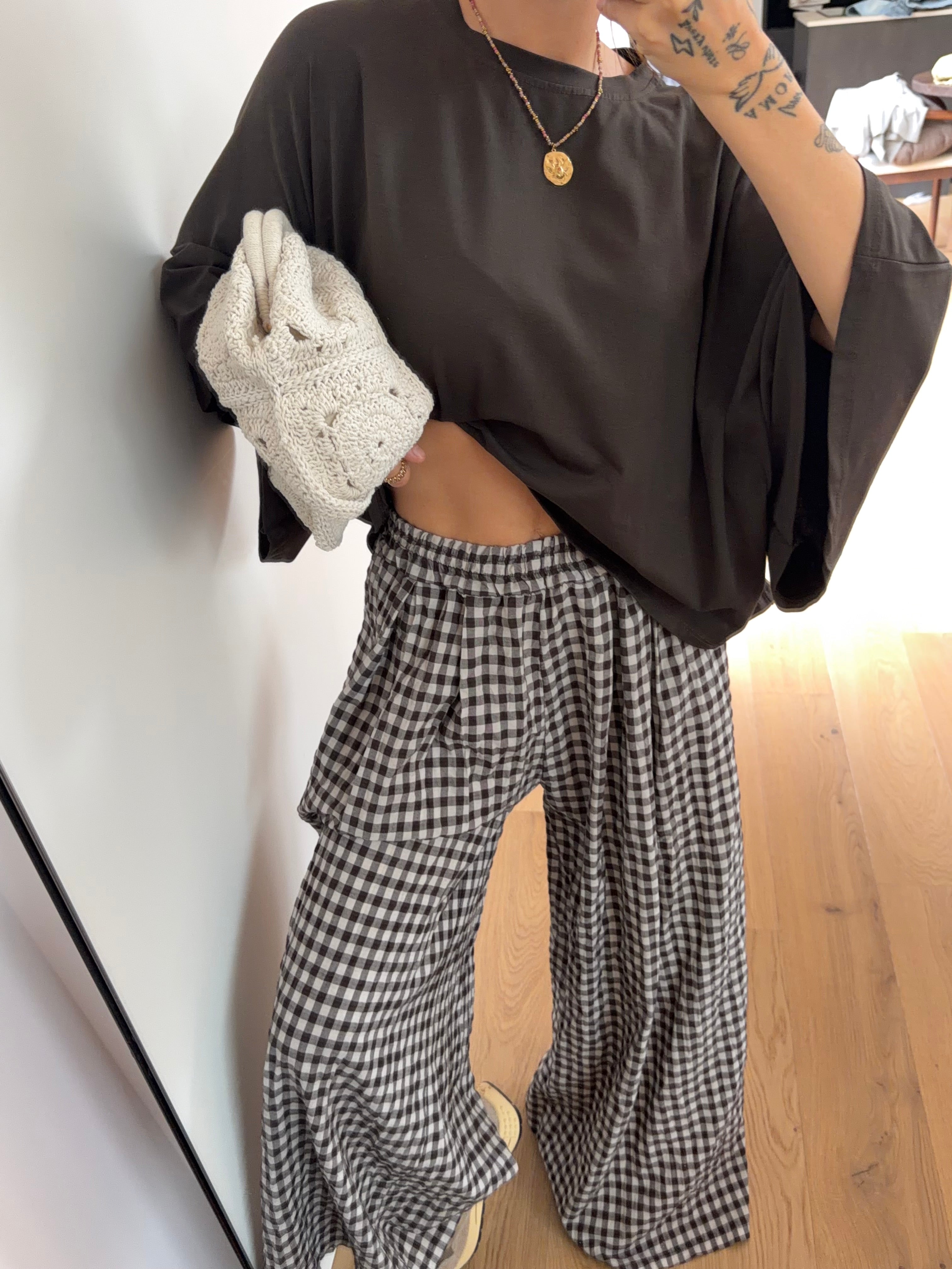 Pantalon à carreaux - chocolat