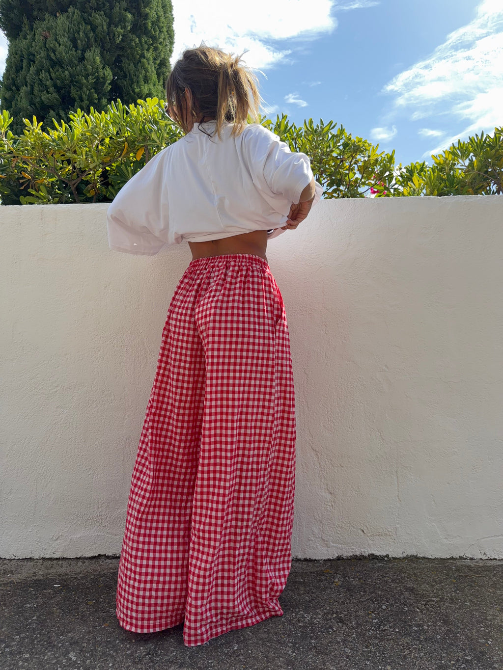 Pantalon à carreaux - rouge