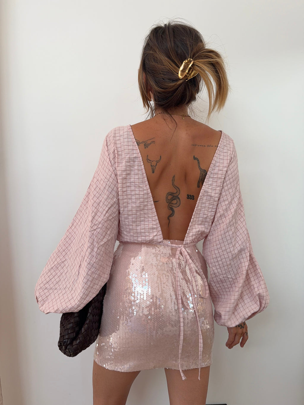 Jupe à sequins - rose pale