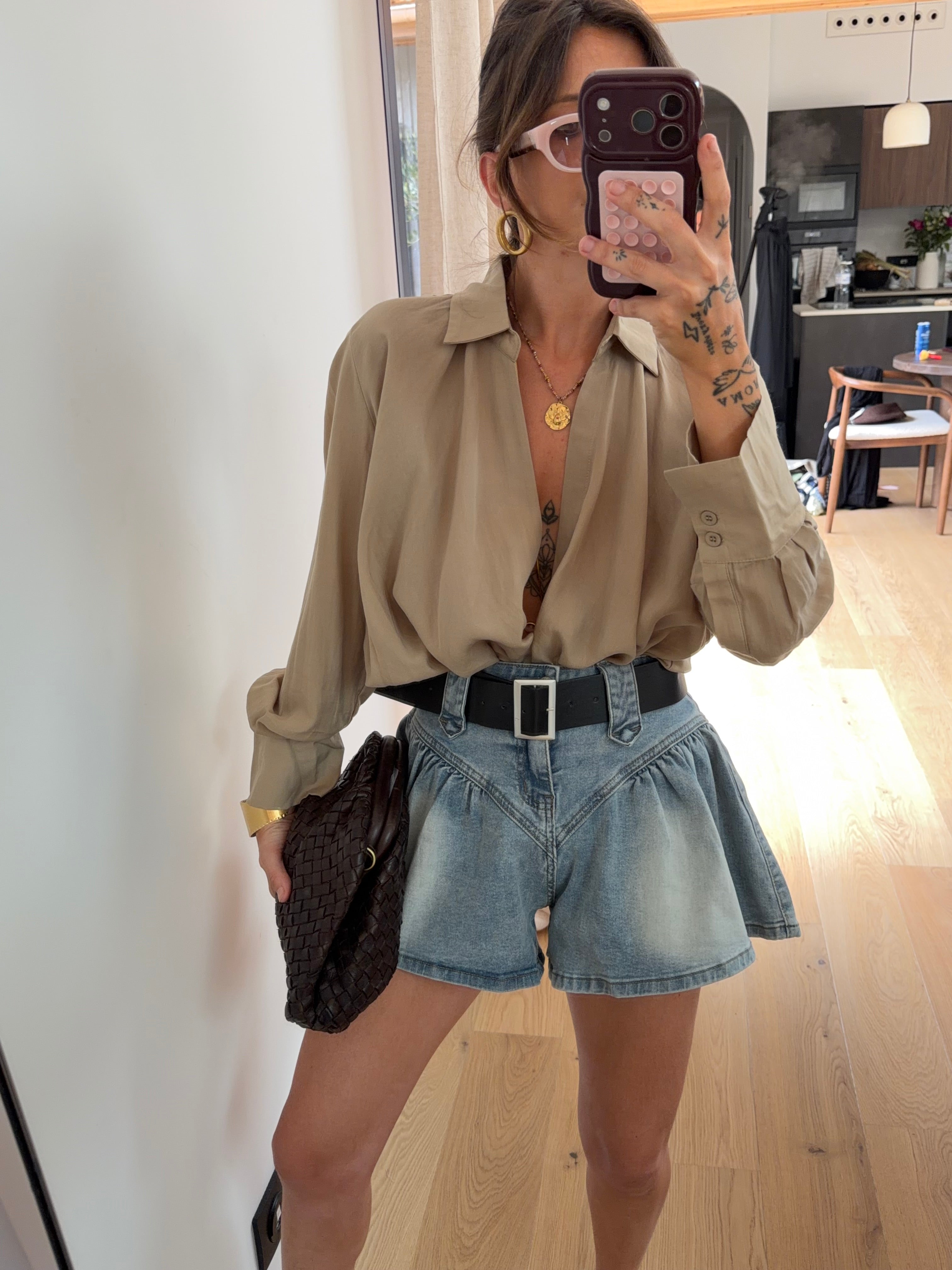 Chemise fluide croisée - sable